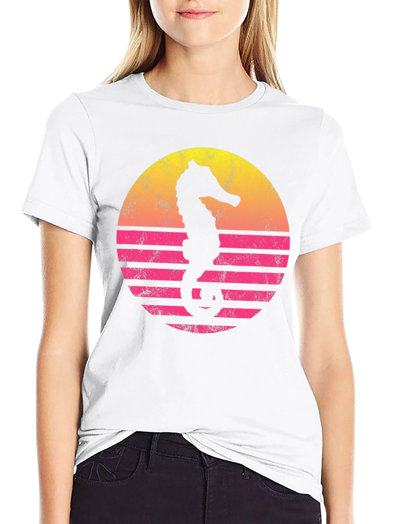Retro Sunset Seahorse T-Shirt