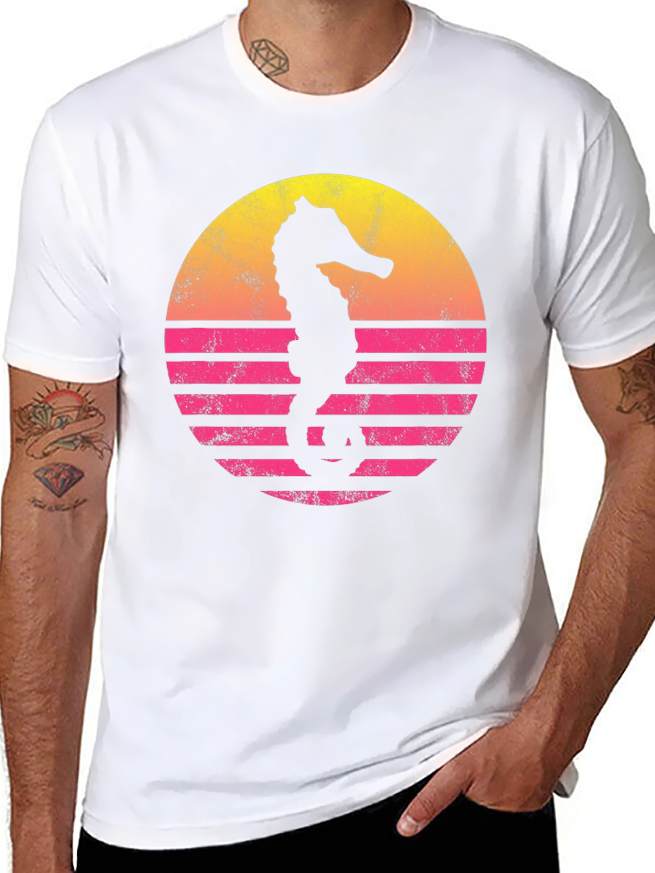 Retro Sunset Seahorse T-Shirt