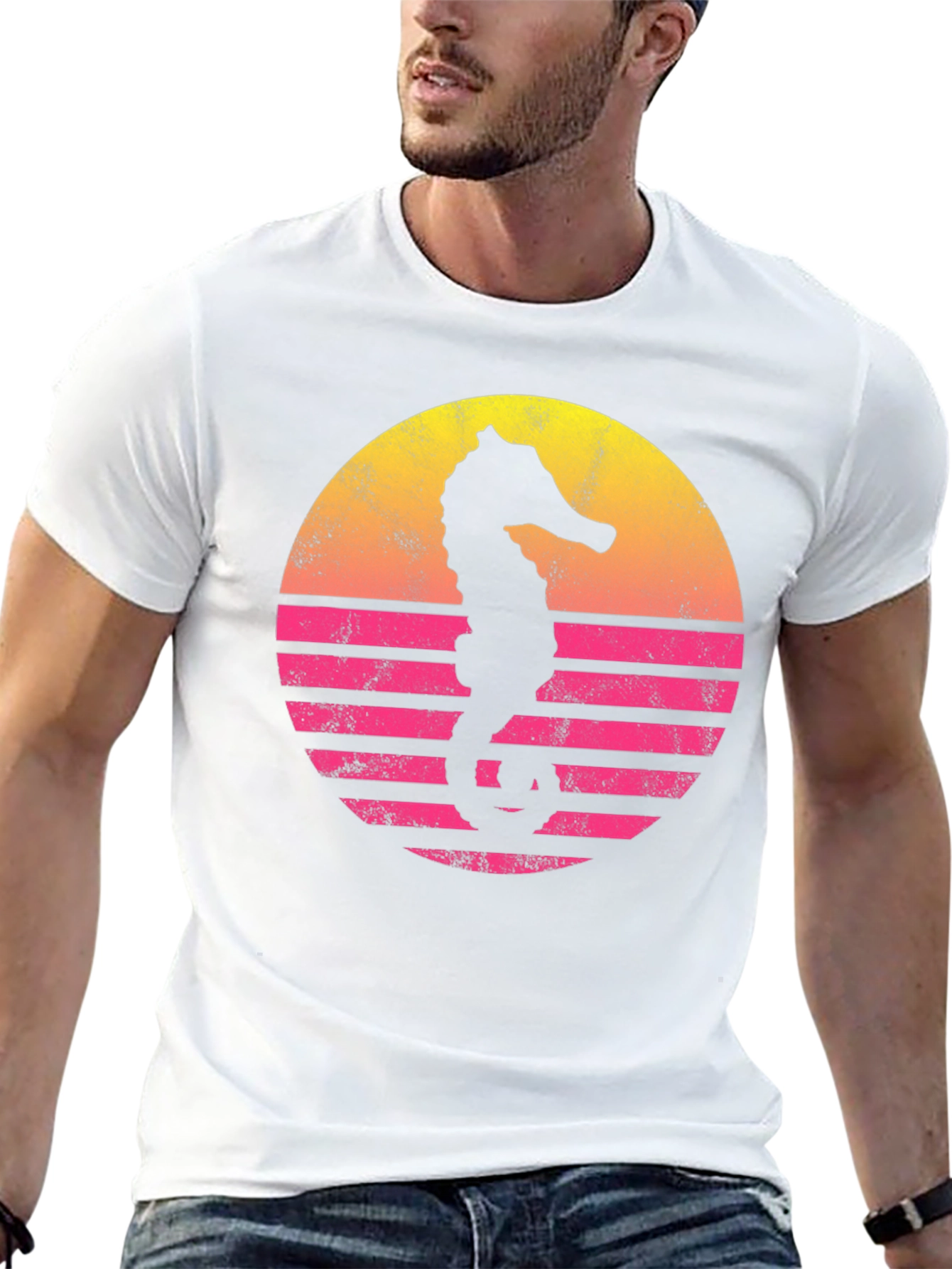 Retro Sunset Seahorse T-Shirt