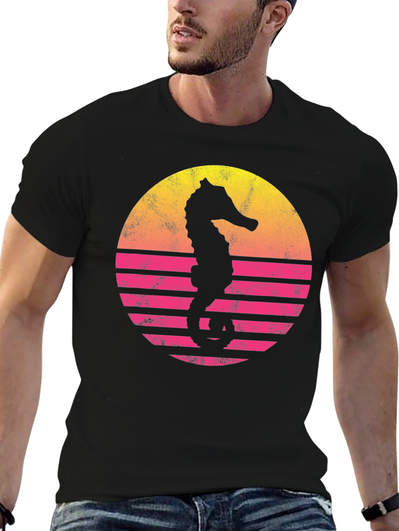Retro Sunset Seahorse T-Shirt