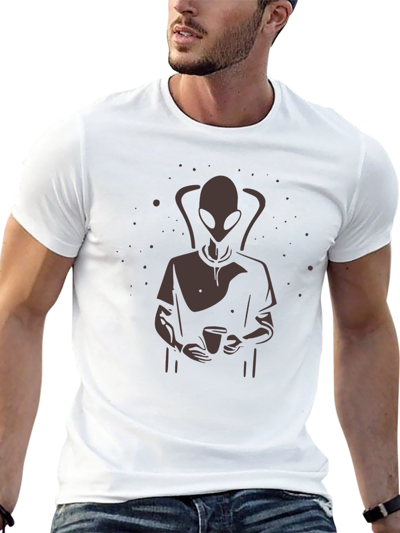 Alien Coffee T-Shirt - Relaxed Fit Unique Graphic Tee