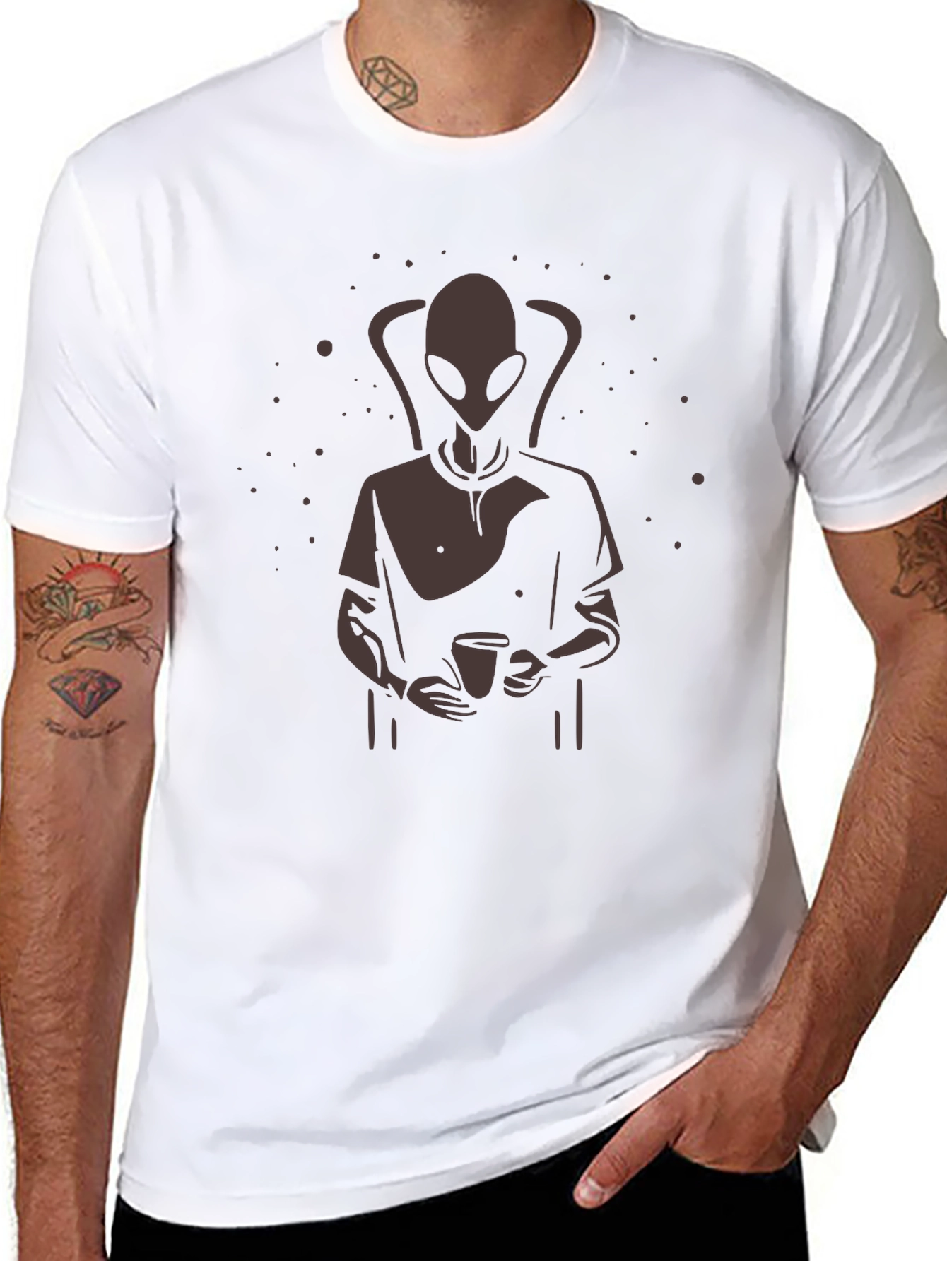 Alien Coffee T-Shirt - Relaxed Fit Unique Graphic Tee