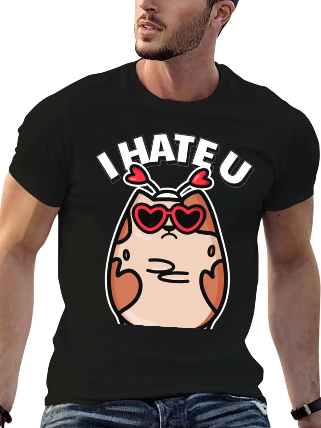 I Hate U Valentines Day Cat Graphic T-Shirt
