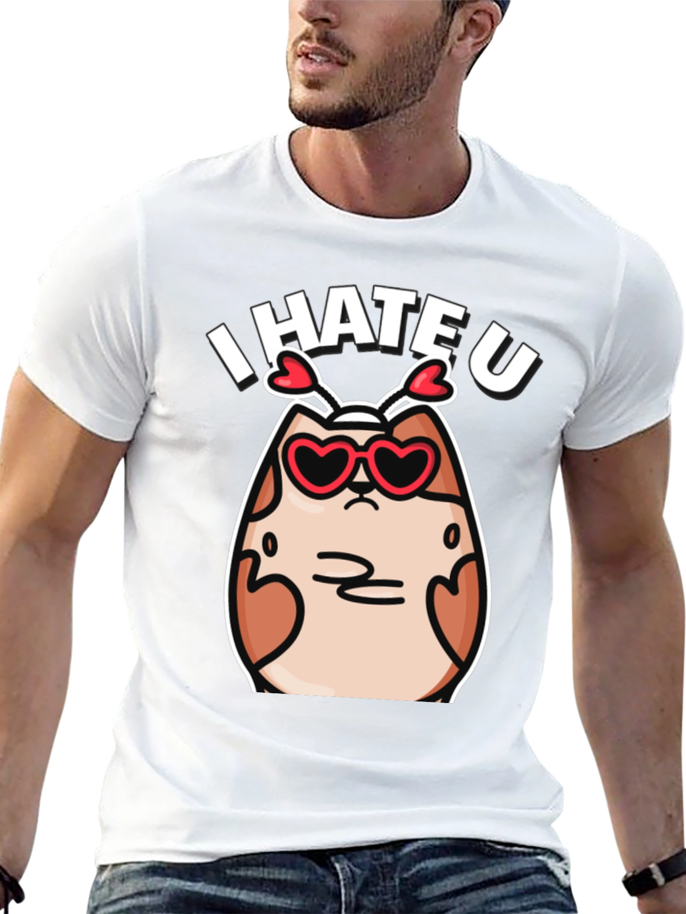 I Hate U Valentines Day Cat Graphic T-Shirt