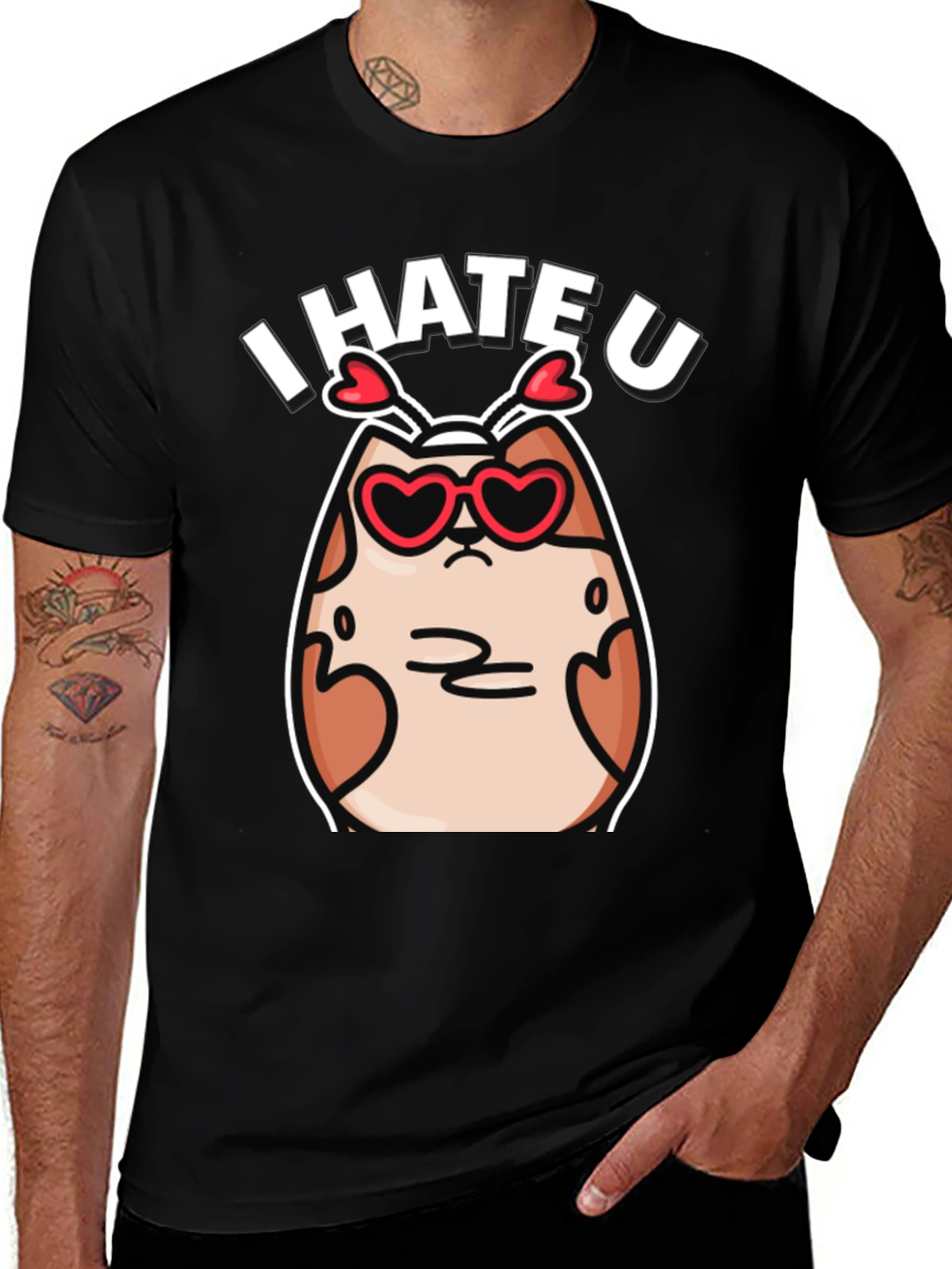 I Hate U Valentines Day Cat Graphic T-Shirt