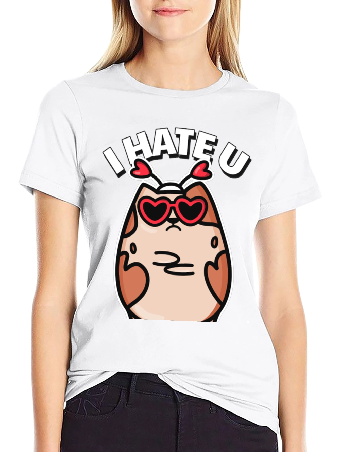 I Hate U Valentines Day Cat Graphic T-Shirt