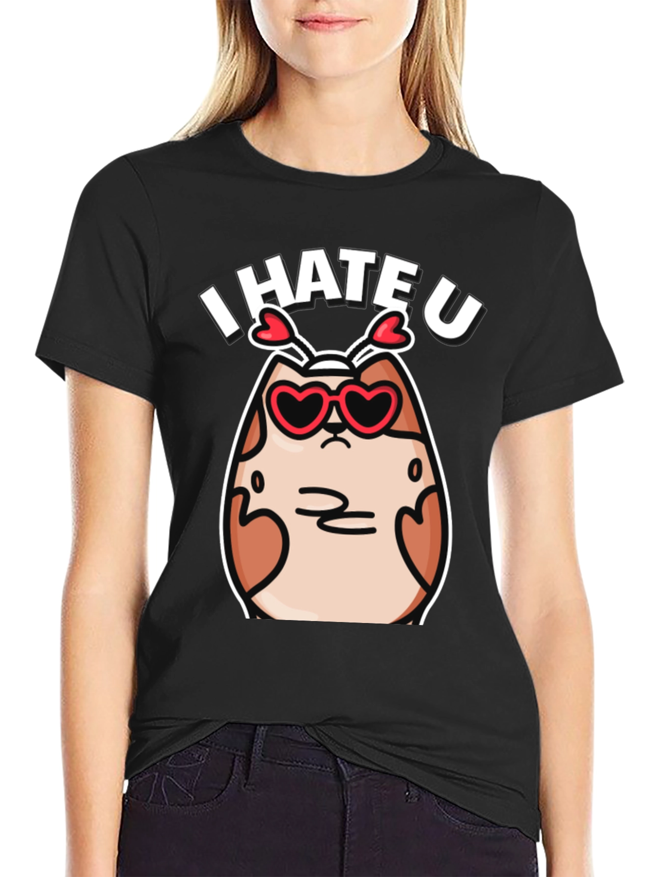I Hate U Valentines Day Cat Graphic T-Shirt