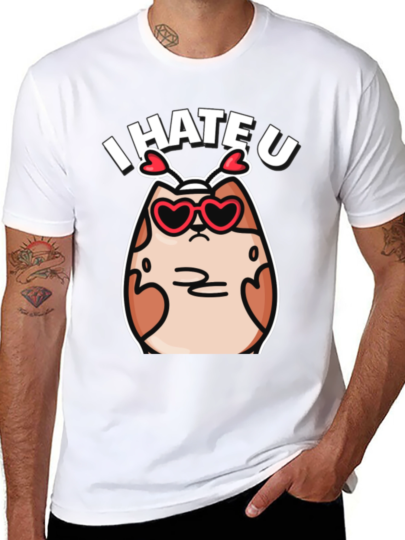 I Hate U Valentines Day Cat Graphic T-Shirt