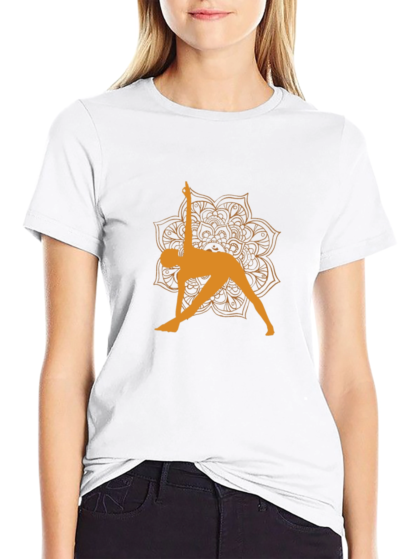 Yoga Pose Graphic Tee - Black Cotton T-Shirt