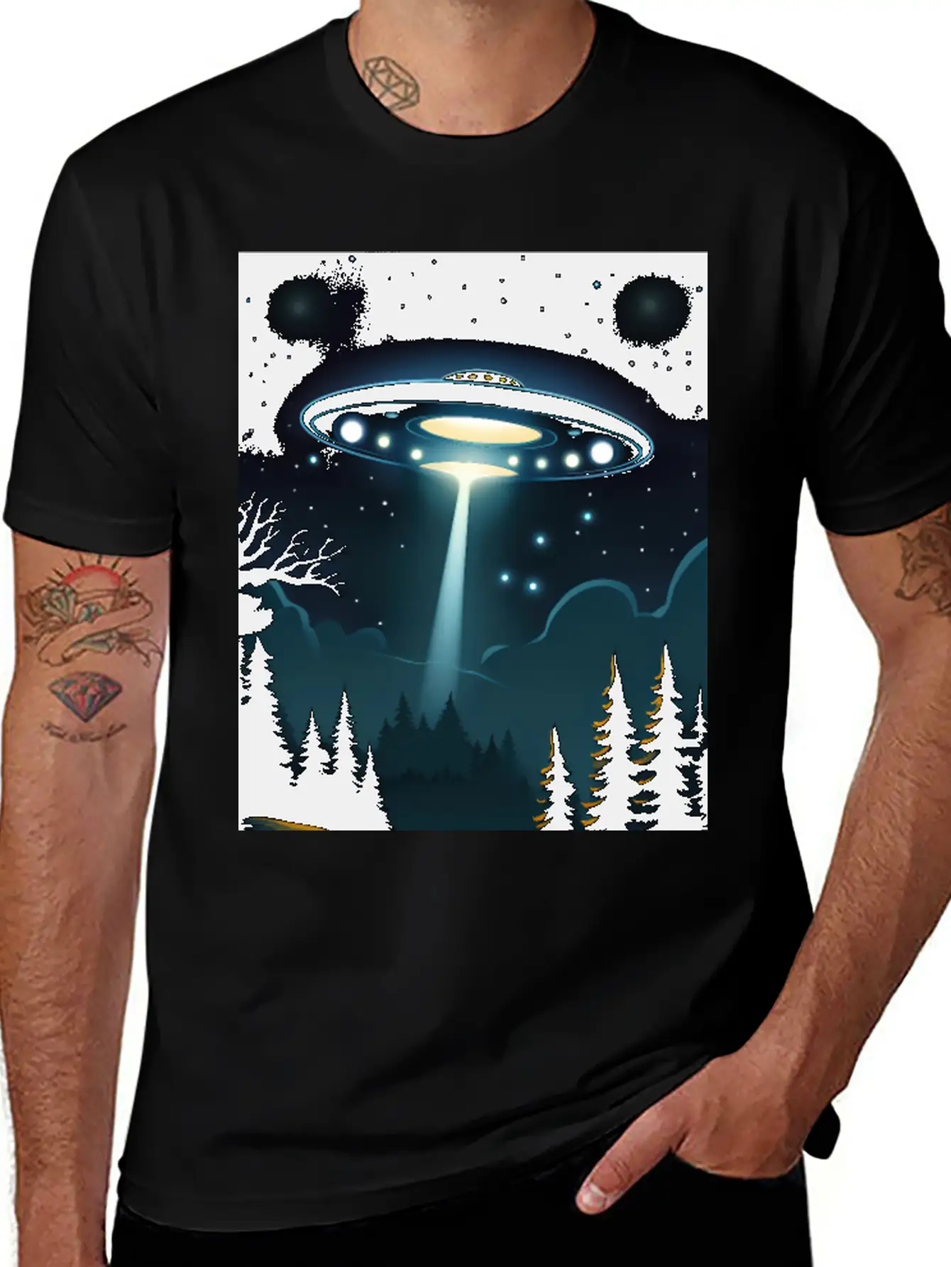 UFO Over Forest Relaxed Everyday Tee – Lightweight And Durable Cotton