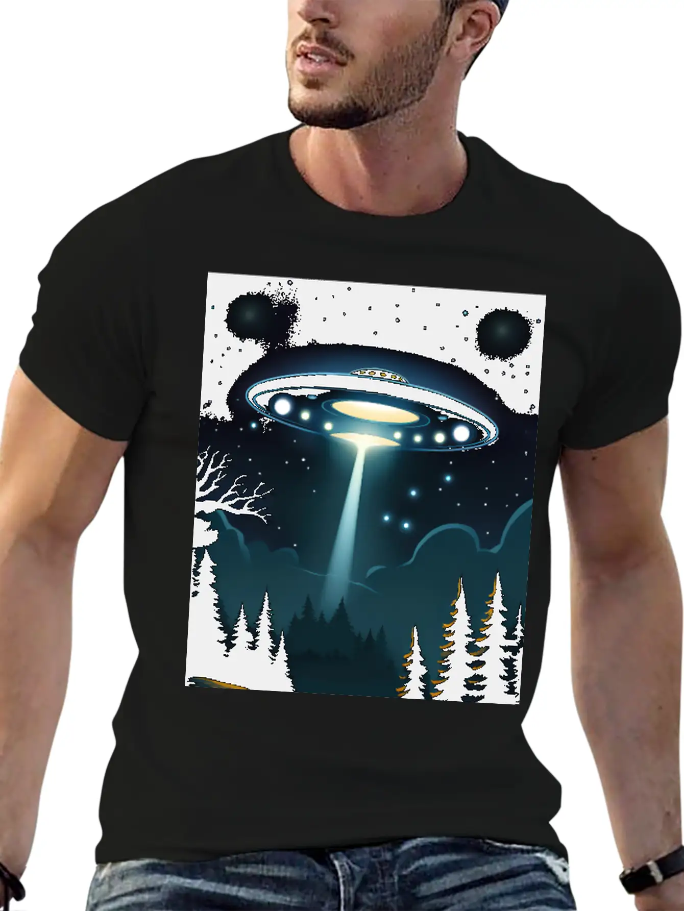 UFO Over Forest Relaxed Everyday Tee – Lightweight And Durable Cotton