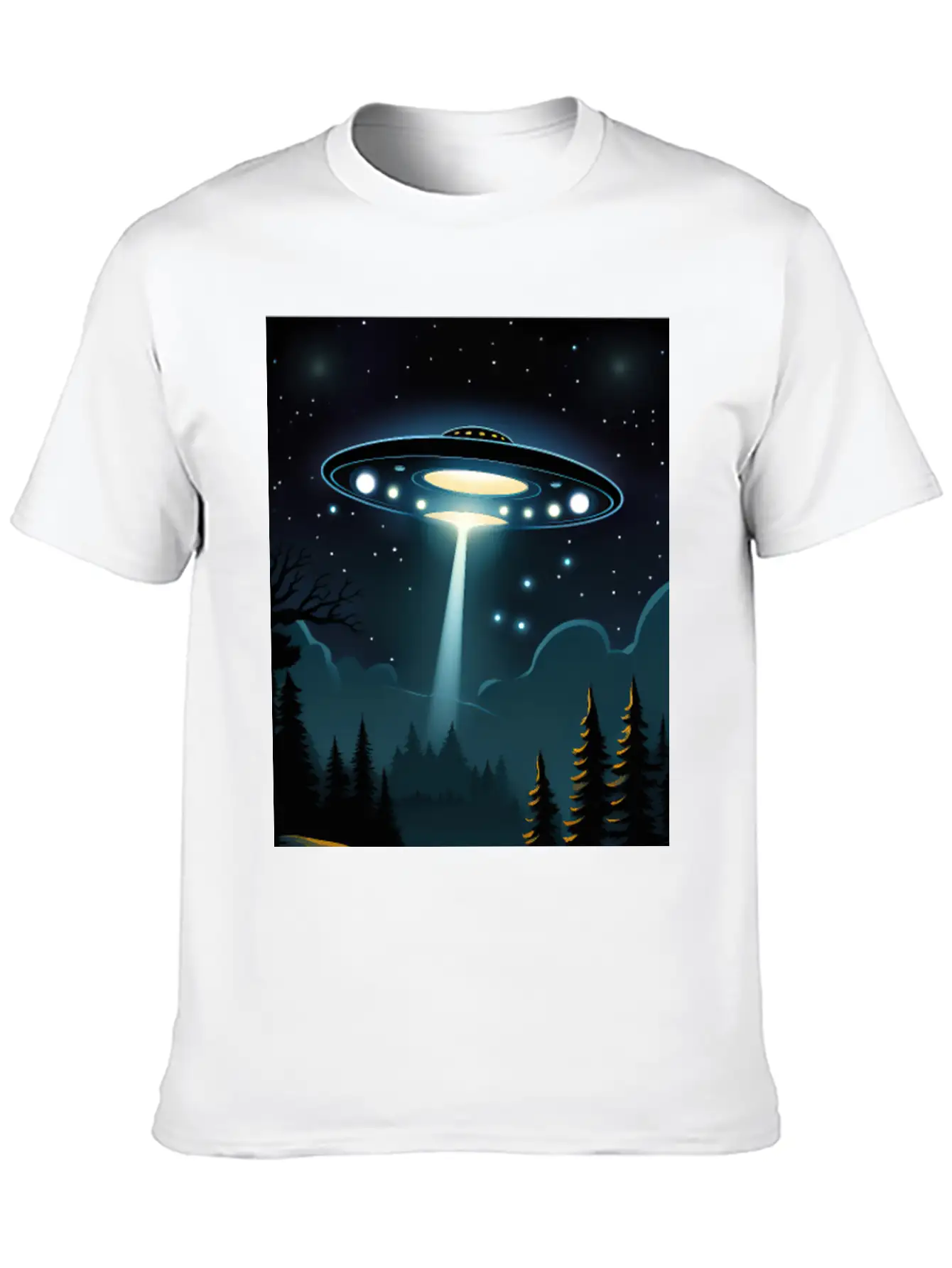 UFO Over Forest Relaxed Everyday Tee – Lightweight And Durable Cotton