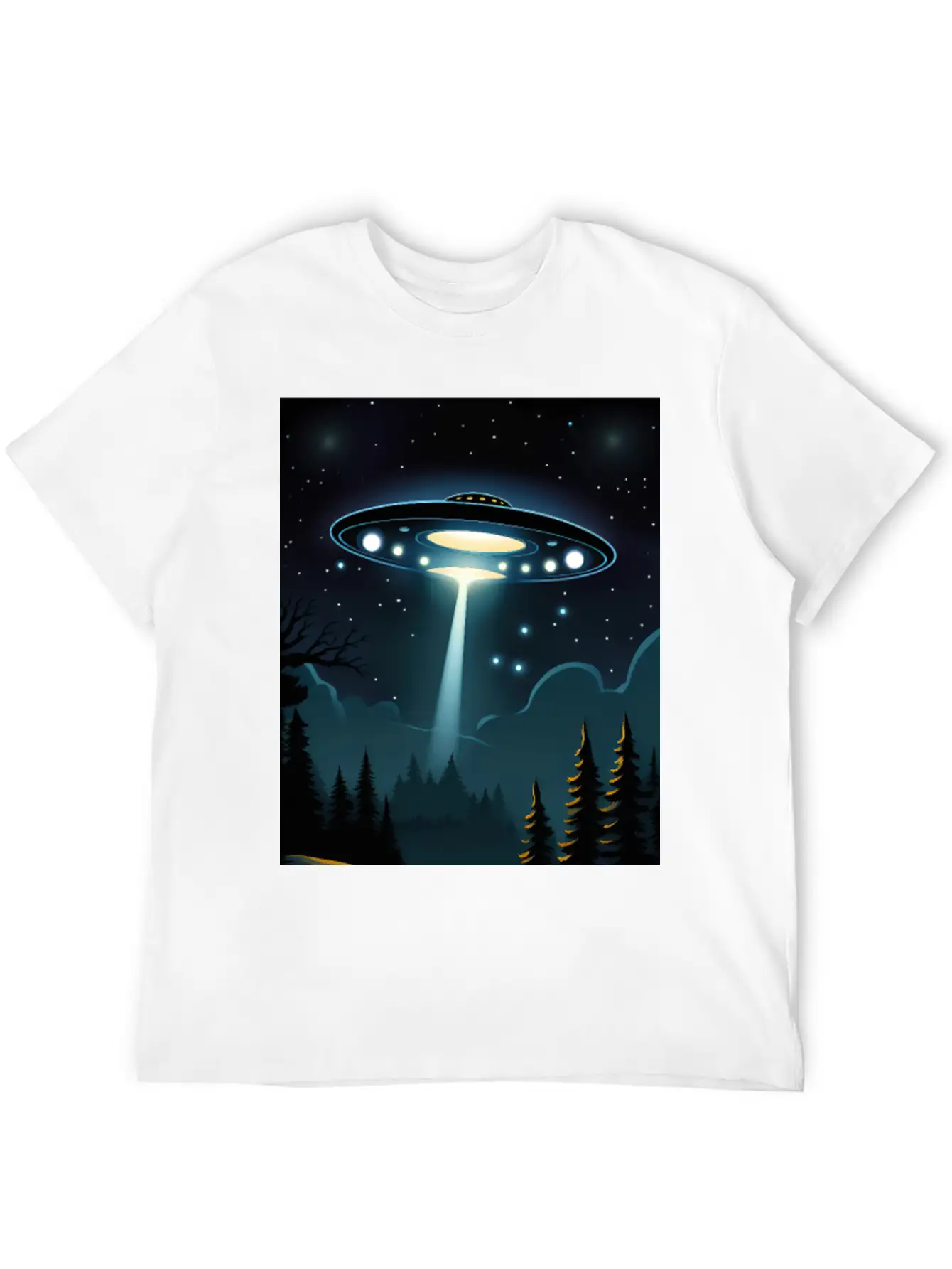 UFO Over Forest Relaxed Everyday Tee – Lightweight And Durable Cotton