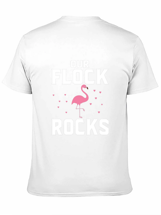 Our Flock Rocks T-Shirt Flamingo Family Tee