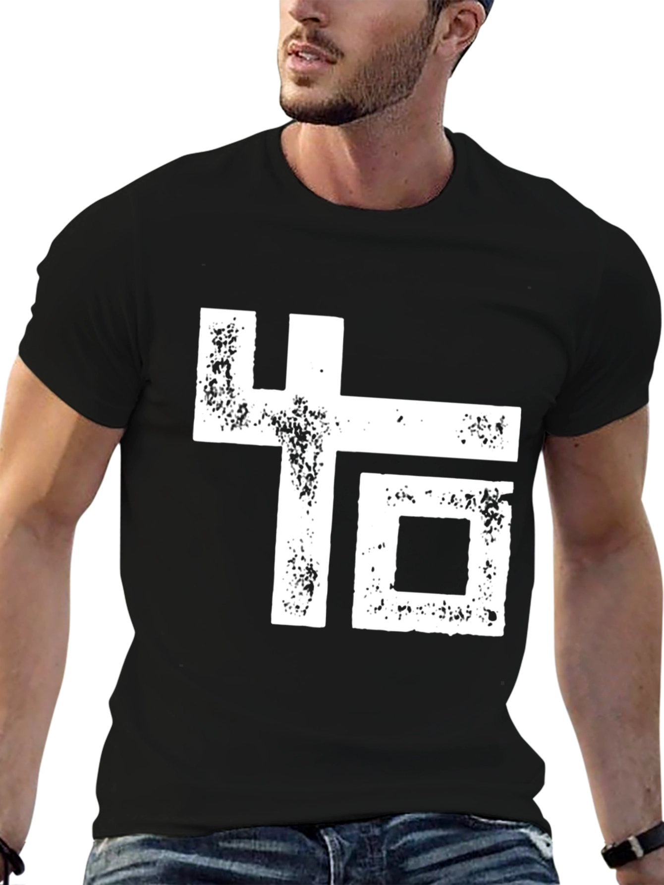 Abstract Graphic Print Black Crew Neck T-Shirt