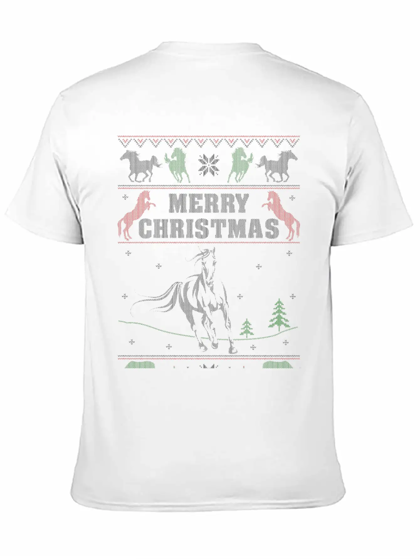 Ugly Christmas Sweater For Horse Lover Timeless Short Sleeve Tee – Comfy And Minimalist Design
