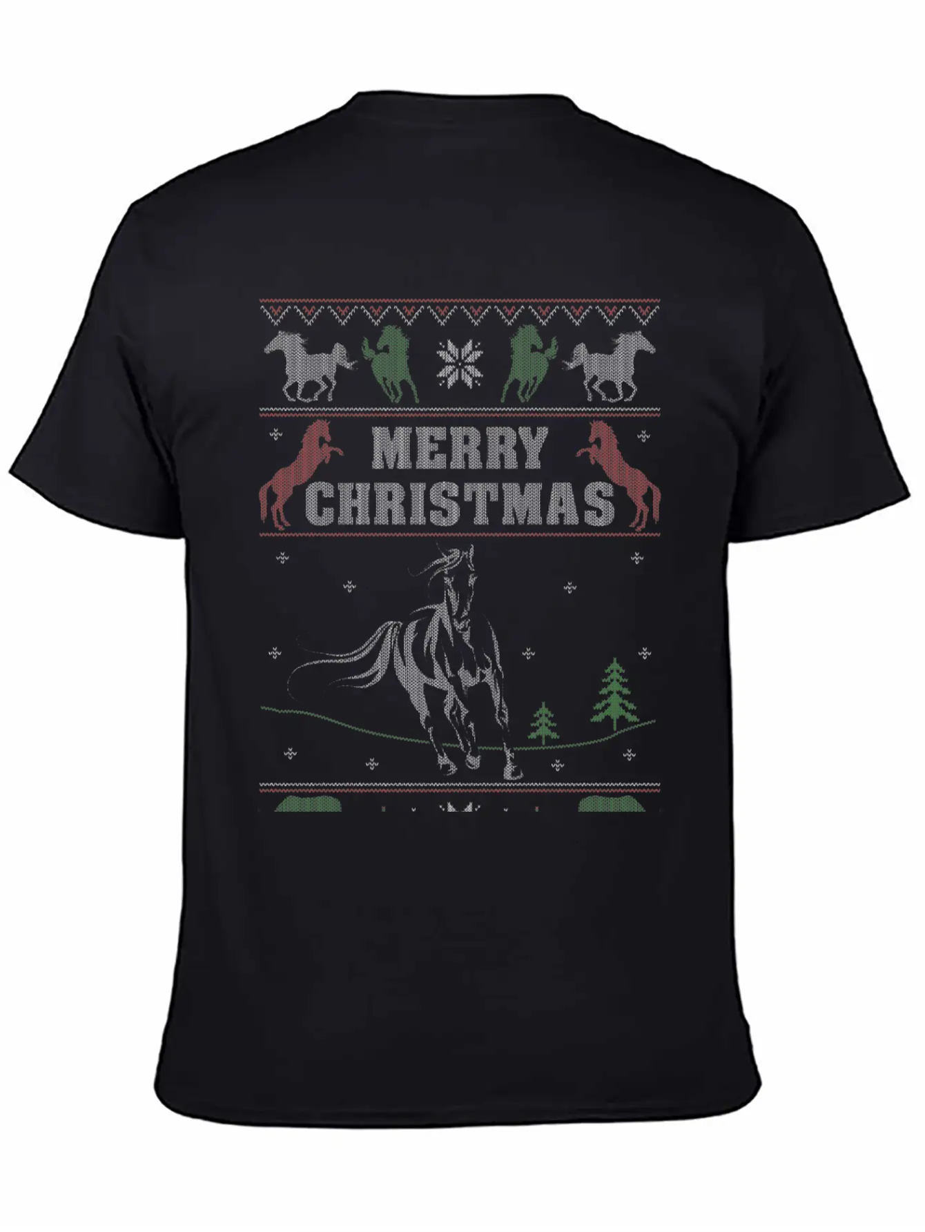 Ugly Christmas Sweater For Horse Lover Timeless Short Sleeve Tee – Comfy And Minimalist Design