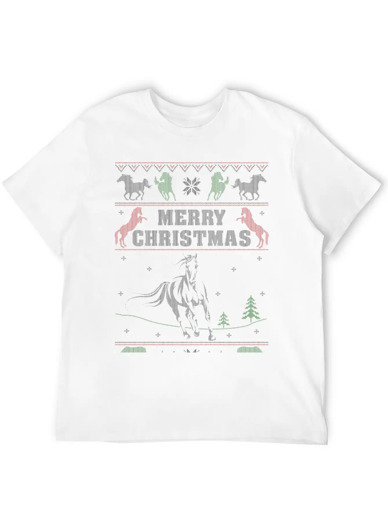 Ugly Christmas Sweater For Horse Lover Timeless Short Sleeve Tee – Comfy And Minimalist Design