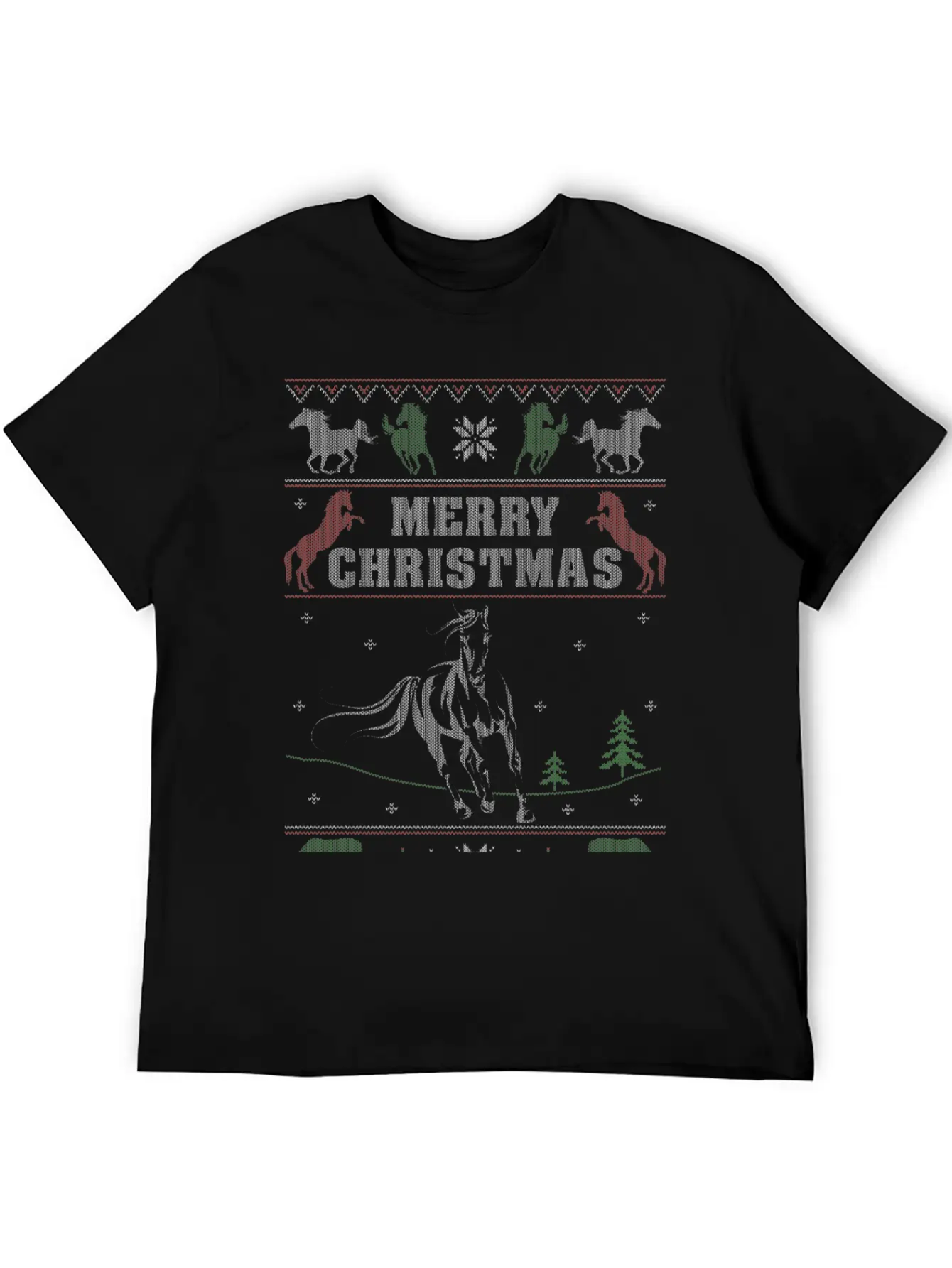 Ugly Christmas Sweater For Horse Lover Timeless Short Sleeve Tee – Comfy And Minimalist Design