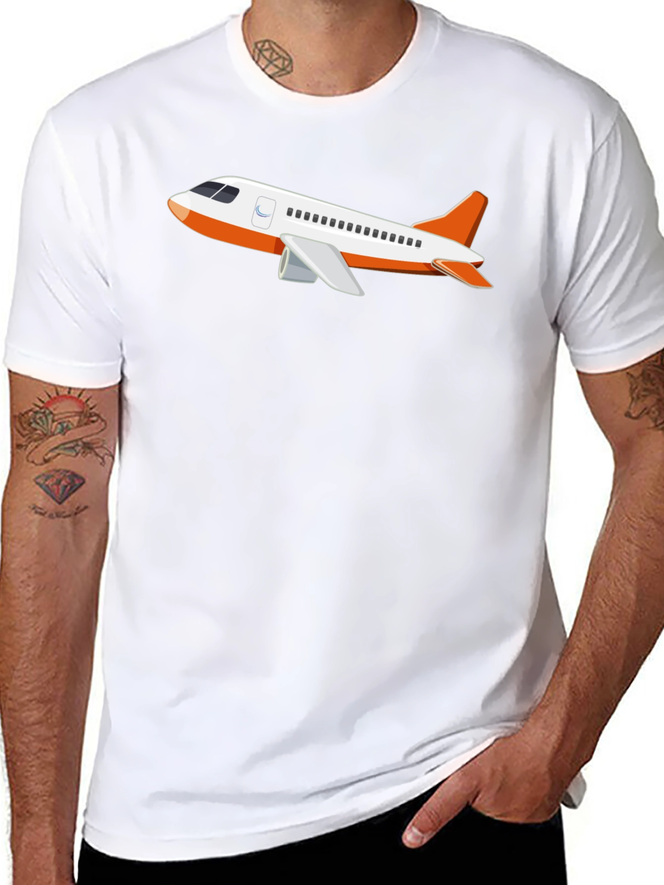 Airplane Graphic T-Shirt - Black Crew Neck Tee