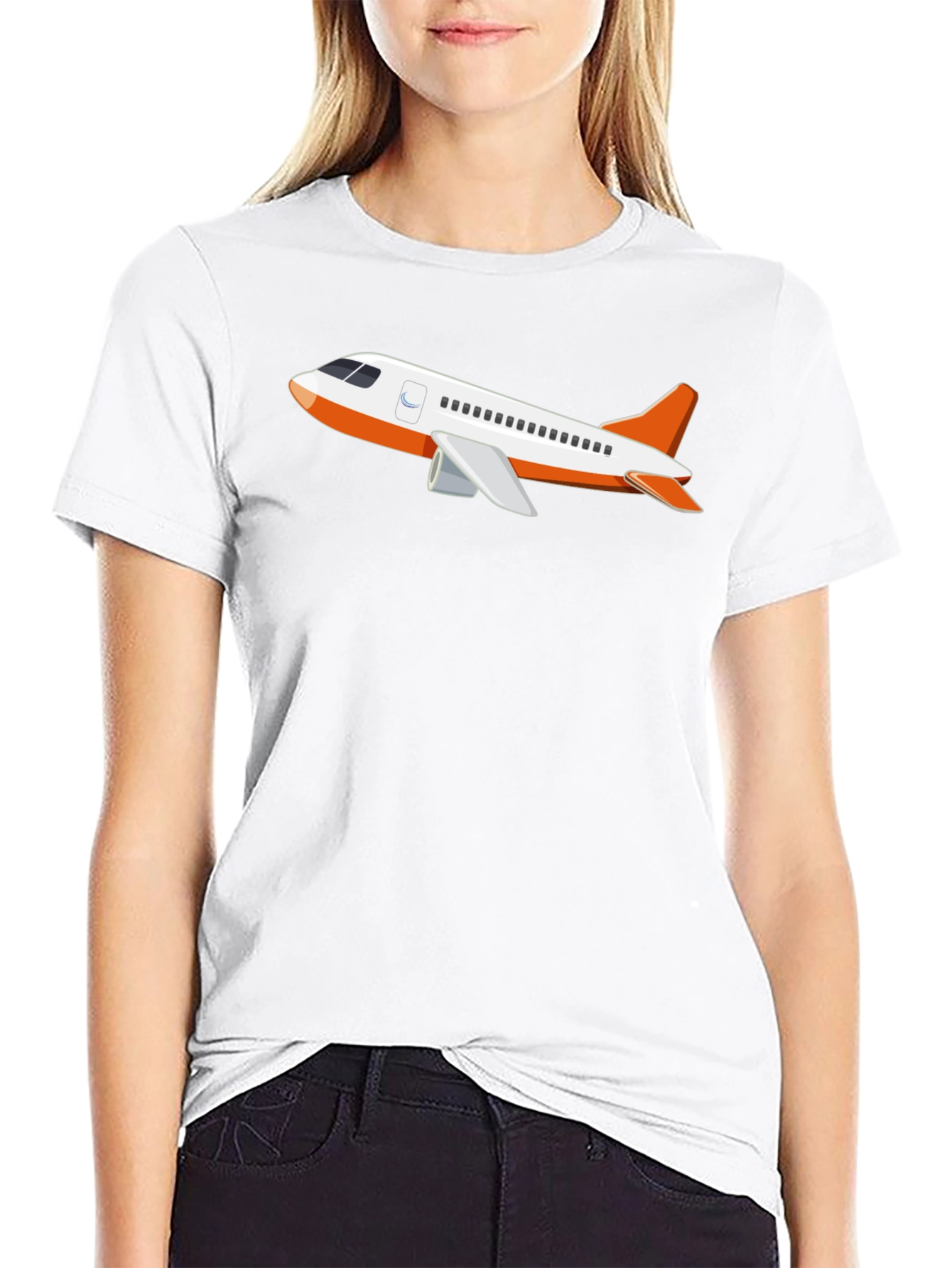 Airplane Graphic T-Shirt - Black Crew Neck Tee