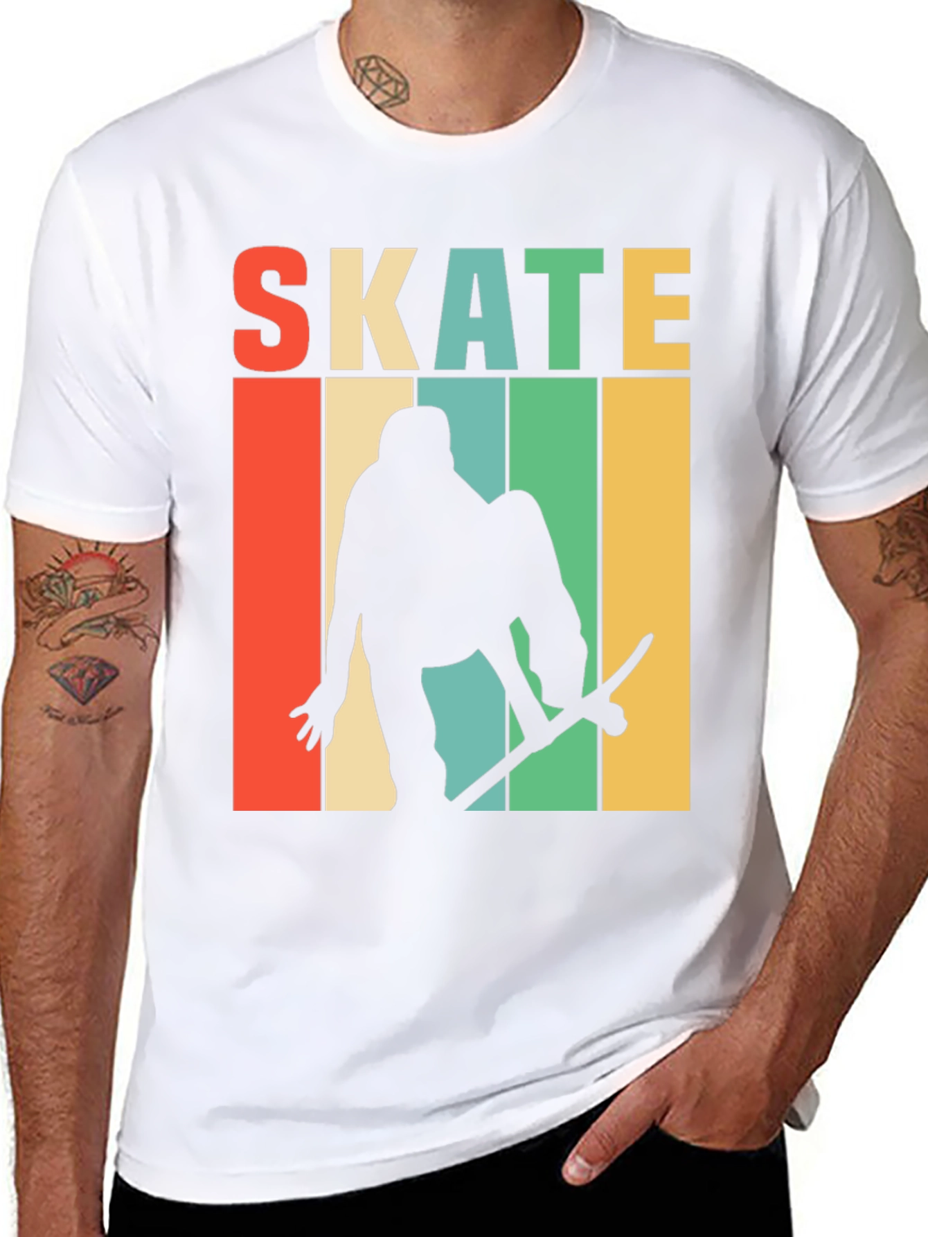 Retro Skate T-Shirt - Skateboarder Silhouette Design