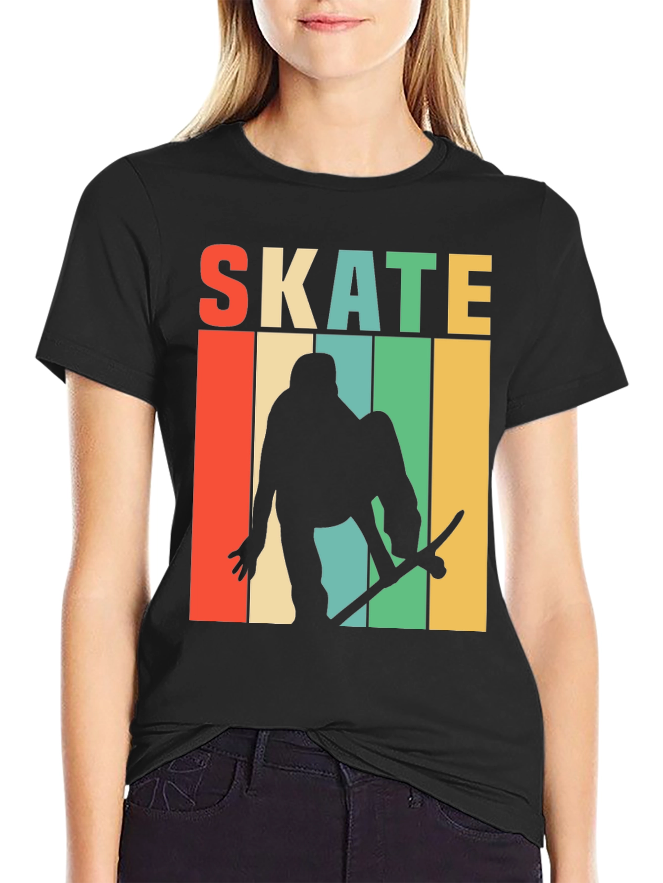 Retro Skate T-Shirt - Skateboarder Silhouette Design