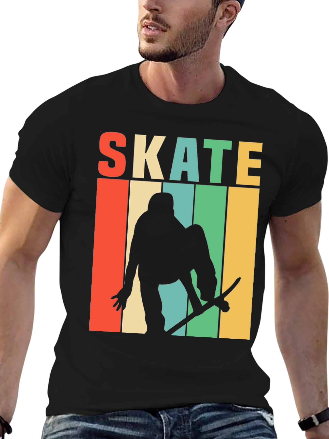 Retro Skate T-Shirt - Skateboarder Silhouette Design