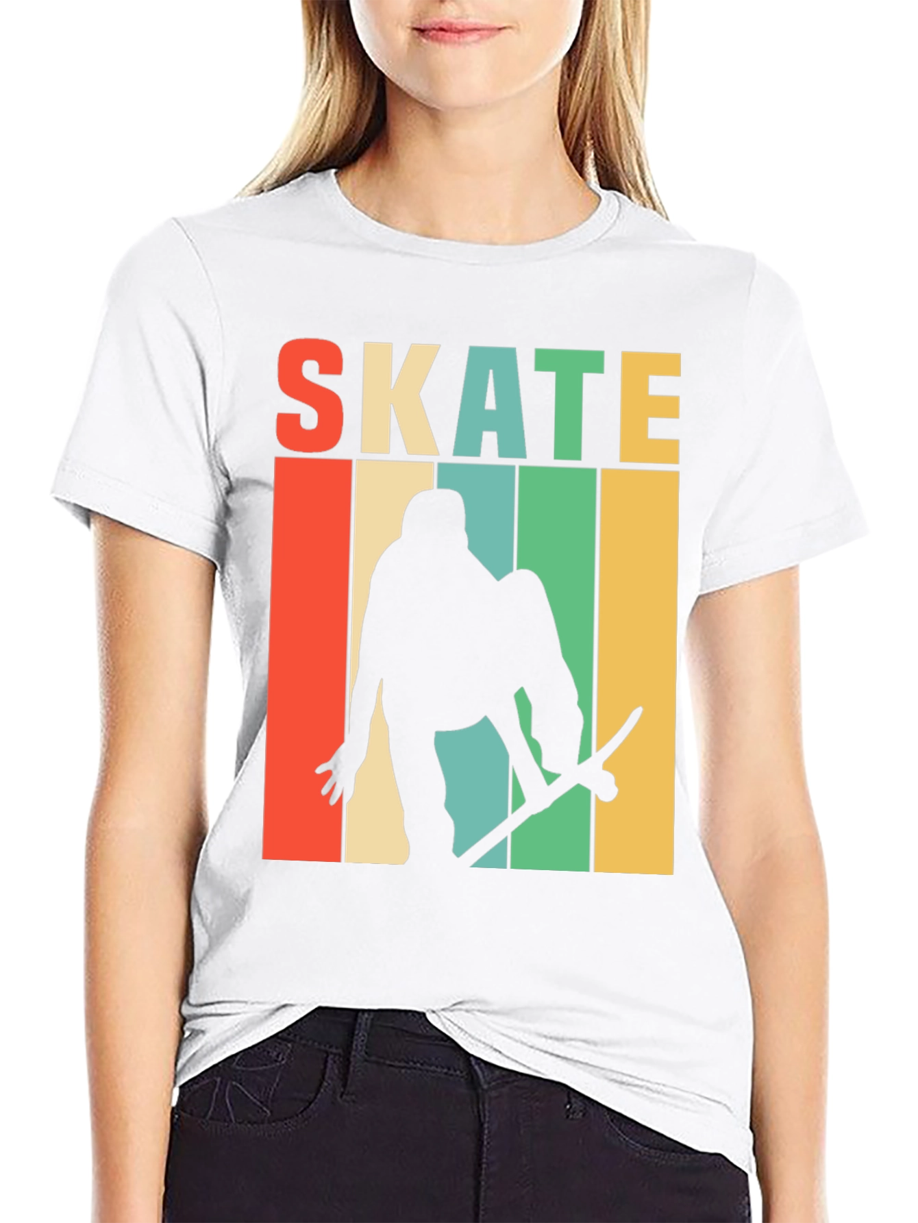 Retro Skate T-Shirt - Skateboarder Silhouette Design