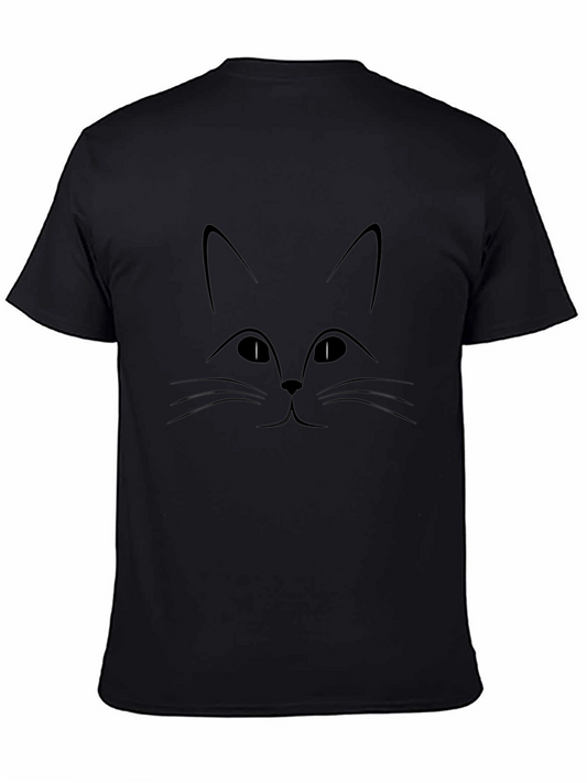 Minimalist Cat Face Black Graphic Tee