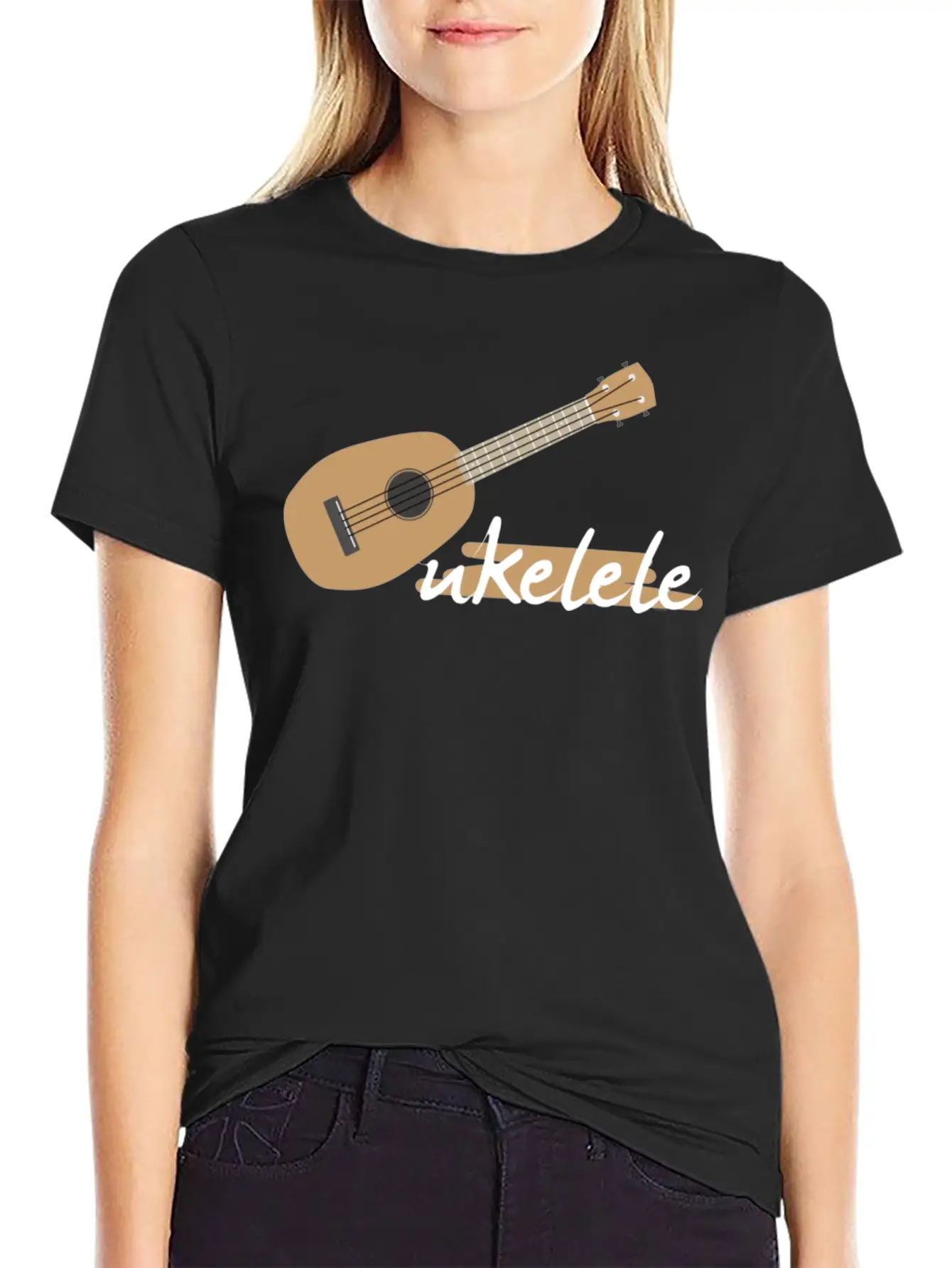 Ukelele Player Music Musical Instrument Musician Unisex Short Sleeve Soft Cotton T-Shirt – Casual Everyday Wear