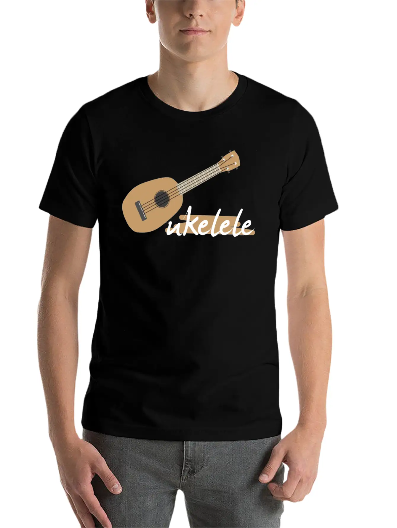 Ukelele Player Music Musical Instrument Musician Unisex Short Sleeve Soft Cotton T-Shirt – Casual Everyday Wear