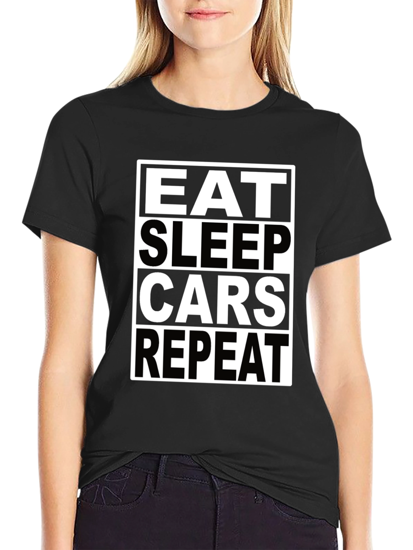 Eat Sleep Cars Repeat Black T-Shirt