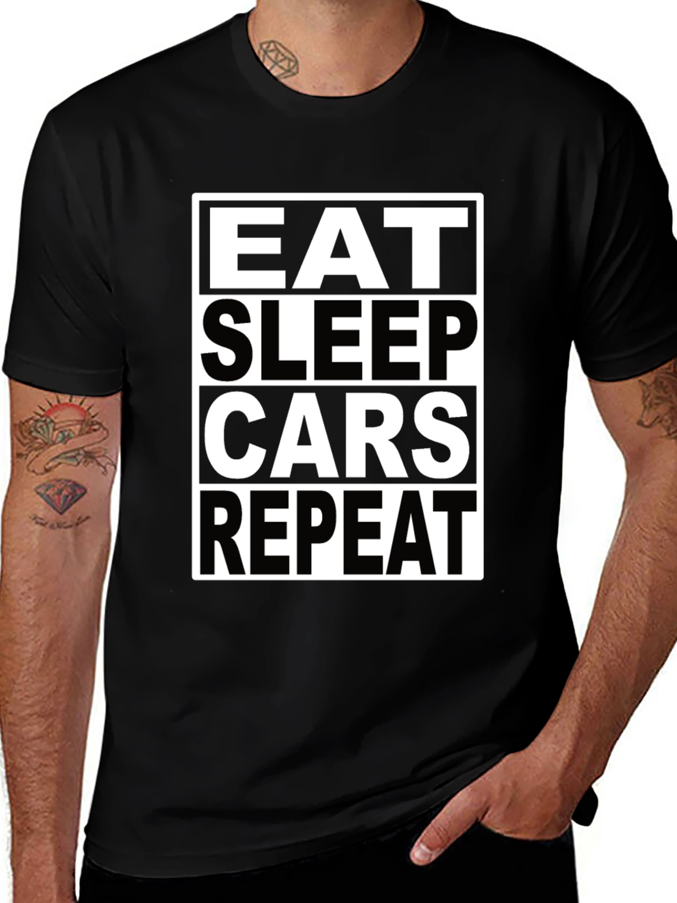 Eat Sleep Cars Repeat Black T-Shirt