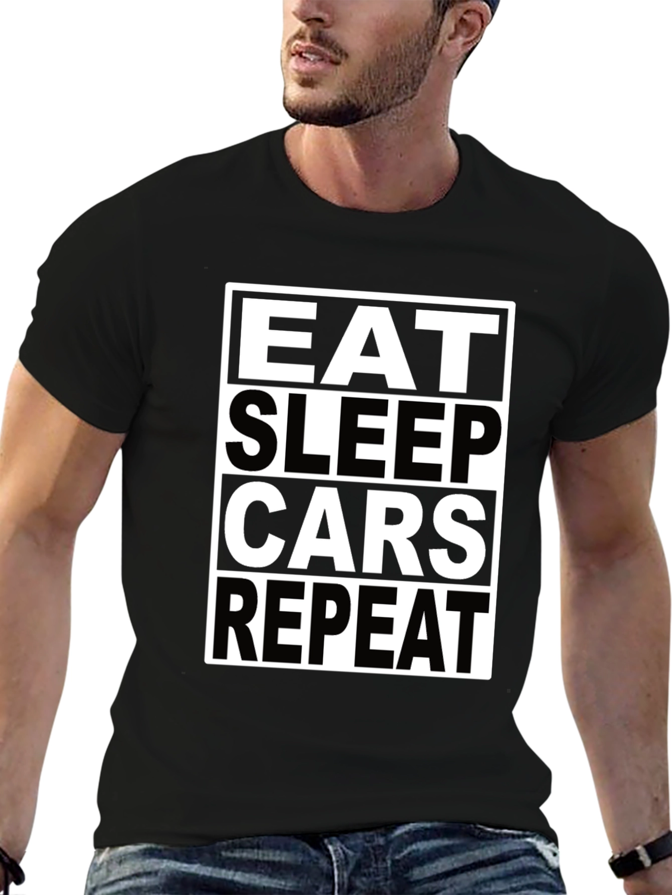 Eat Sleep Cars Repeat Black T-Shirt