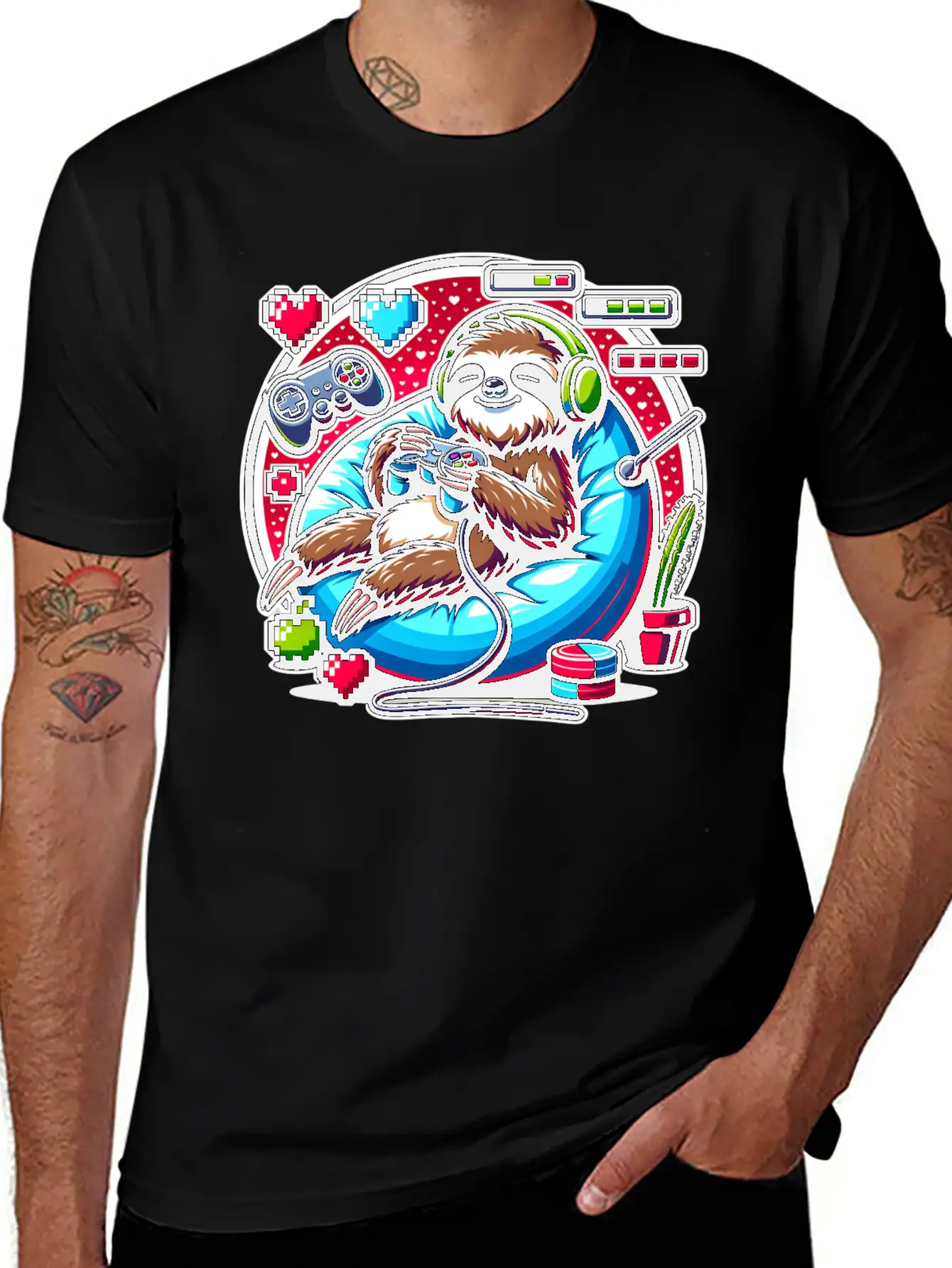 Ultimate Gaming Sloth Relaxation Basic Graphic T-Shirt – Daily Comfort In Soft Cotton