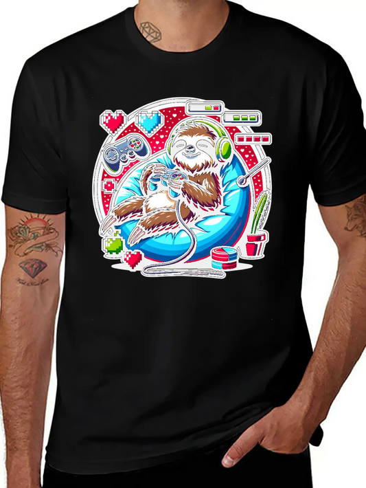 Ultimate Gaming Sloth Relaxation Basic Graphic T-Shirt – Daily Comfort In Soft Cotton