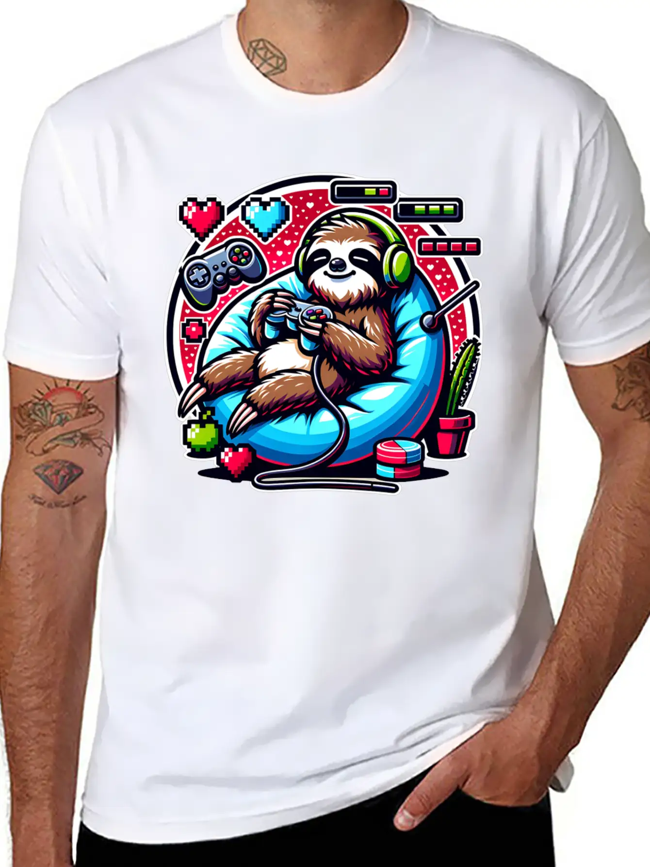 Ultimate Gaming Sloth Relaxation Basic Graphic T-Shirt – Daily Comfort In Soft Cotton