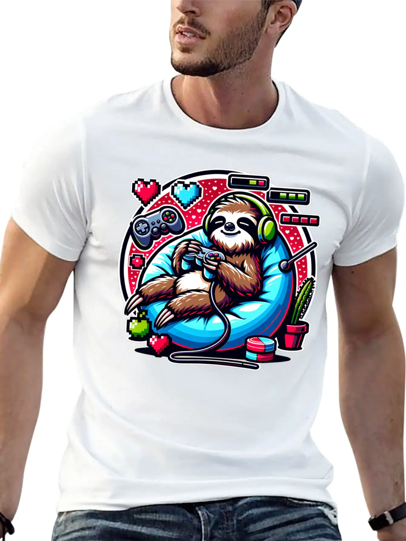 Ultimate Gaming Sloth Relaxation Basic Graphic T-Shirt – Daily Comfort In Soft Cotton