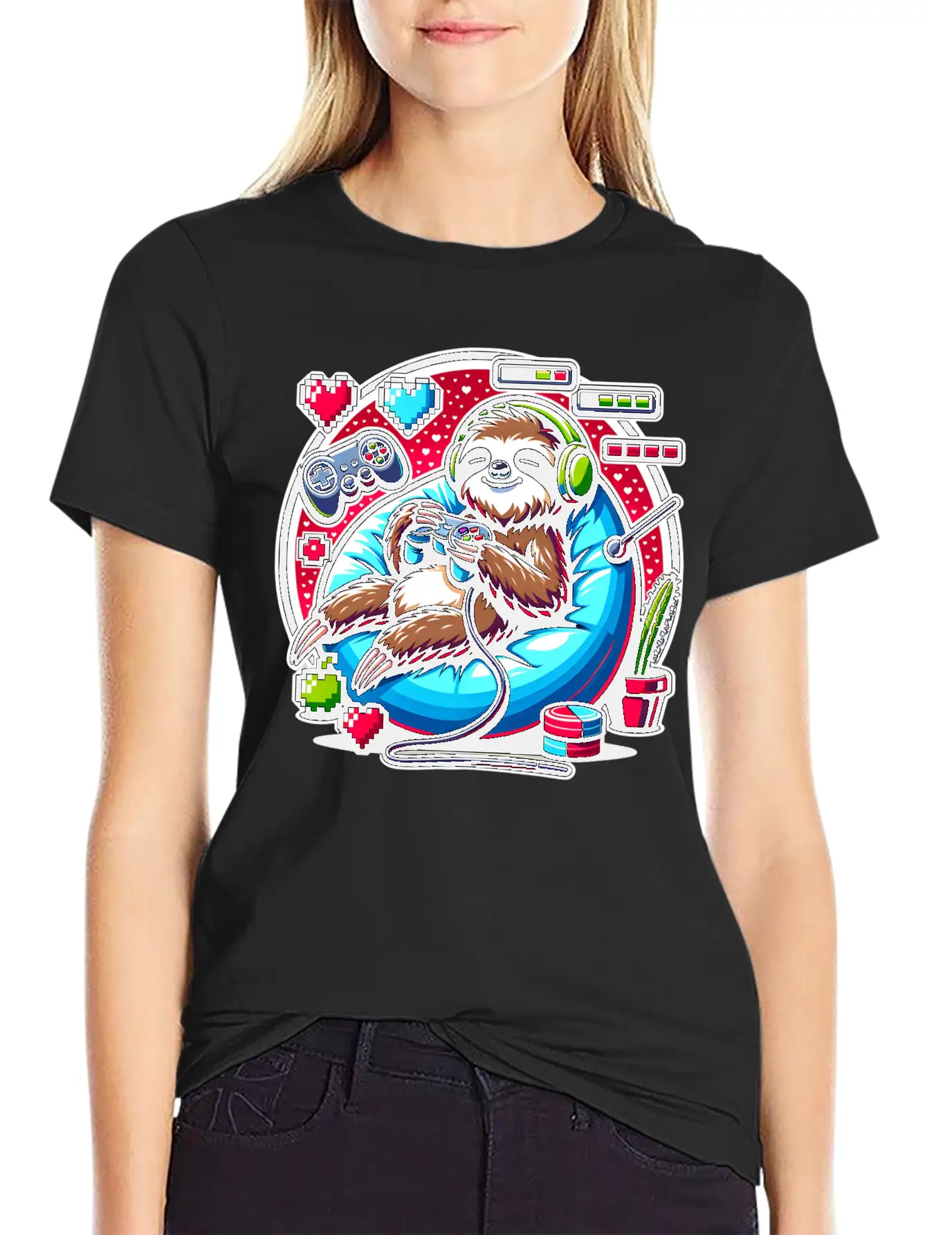Ultimate Gaming Sloth Relaxation Basic Graphic T-Shirt – Daily Comfort In Soft Cotton