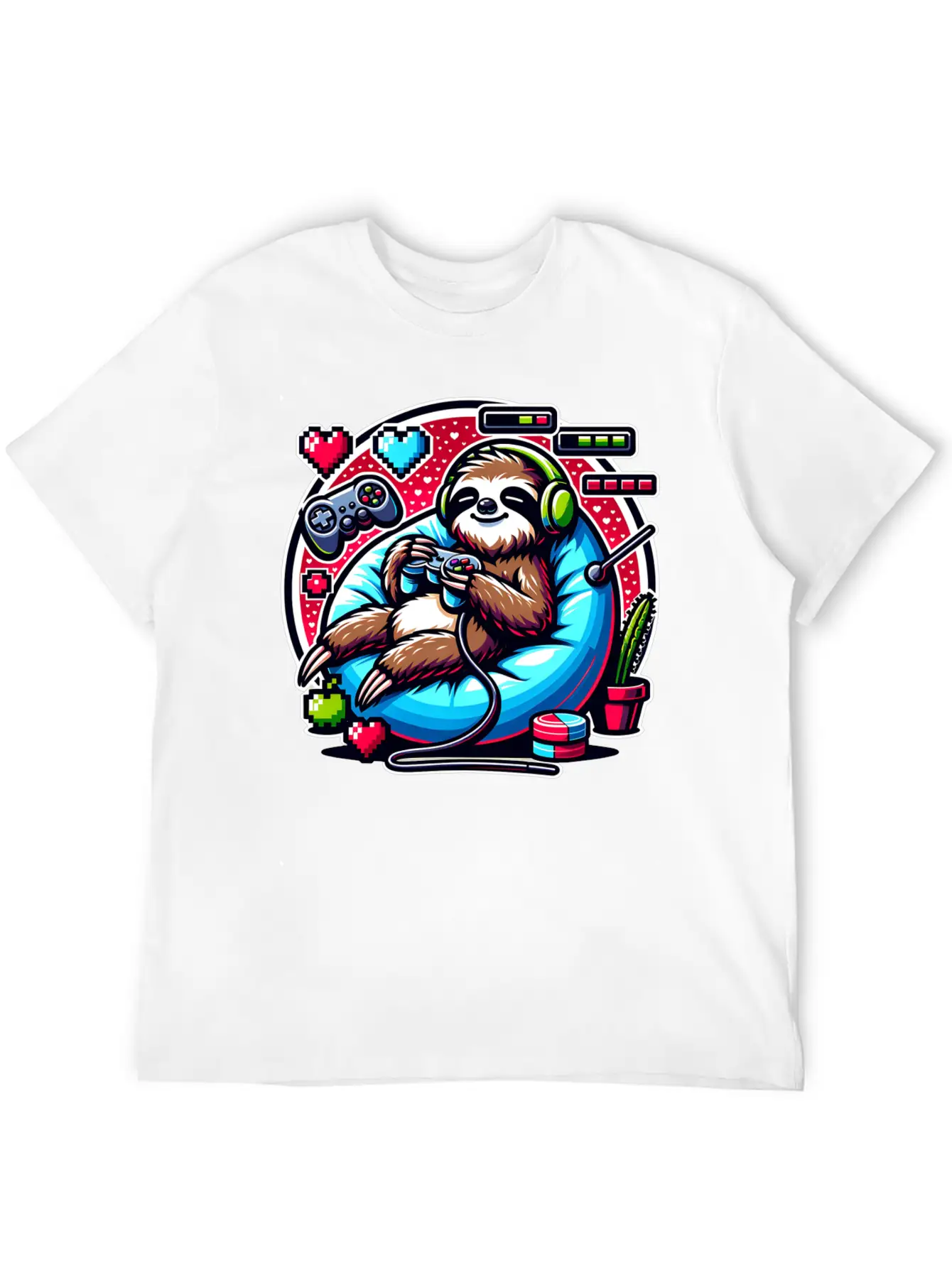 Ultimate Gaming Sloth Relaxation Basic Graphic T-Shirt – Daily Comfort In Soft Cotton