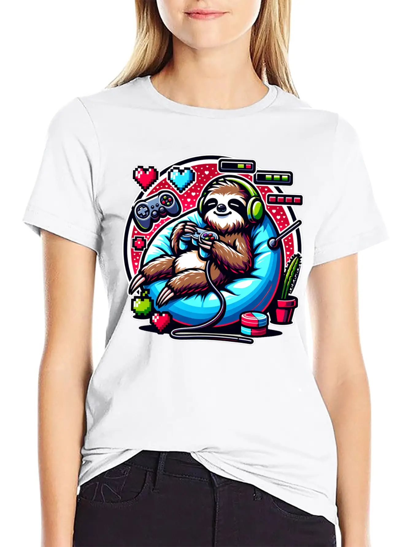 Ultimate Gaming Sloth Relaxation Basic Graphic T-Shirt – Daily Comfort In Soft Cotton
