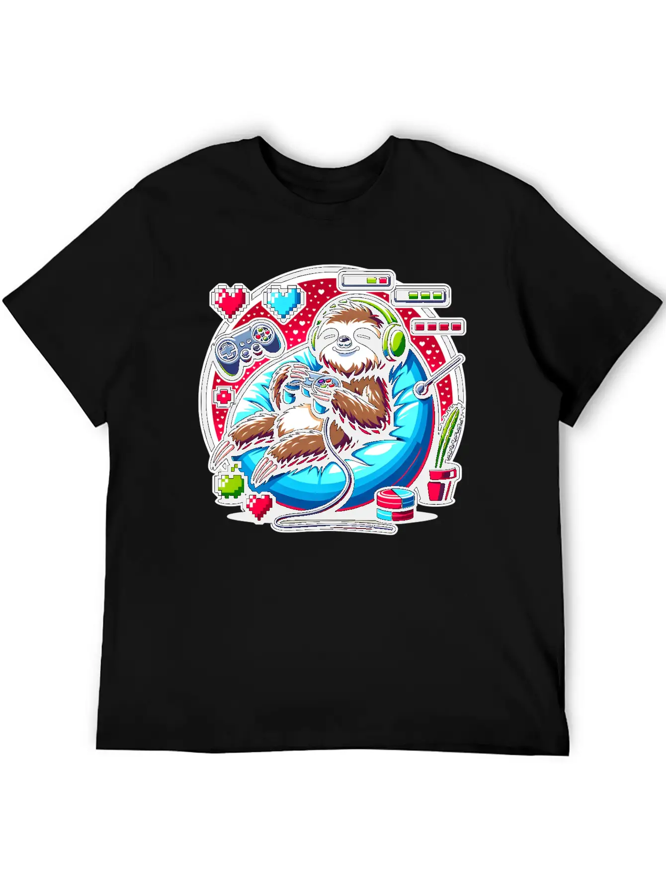Ultimate Gaming Sloth Relaxation Basic Graphic T-Shirt – Daily Comfort In Soft Cotton