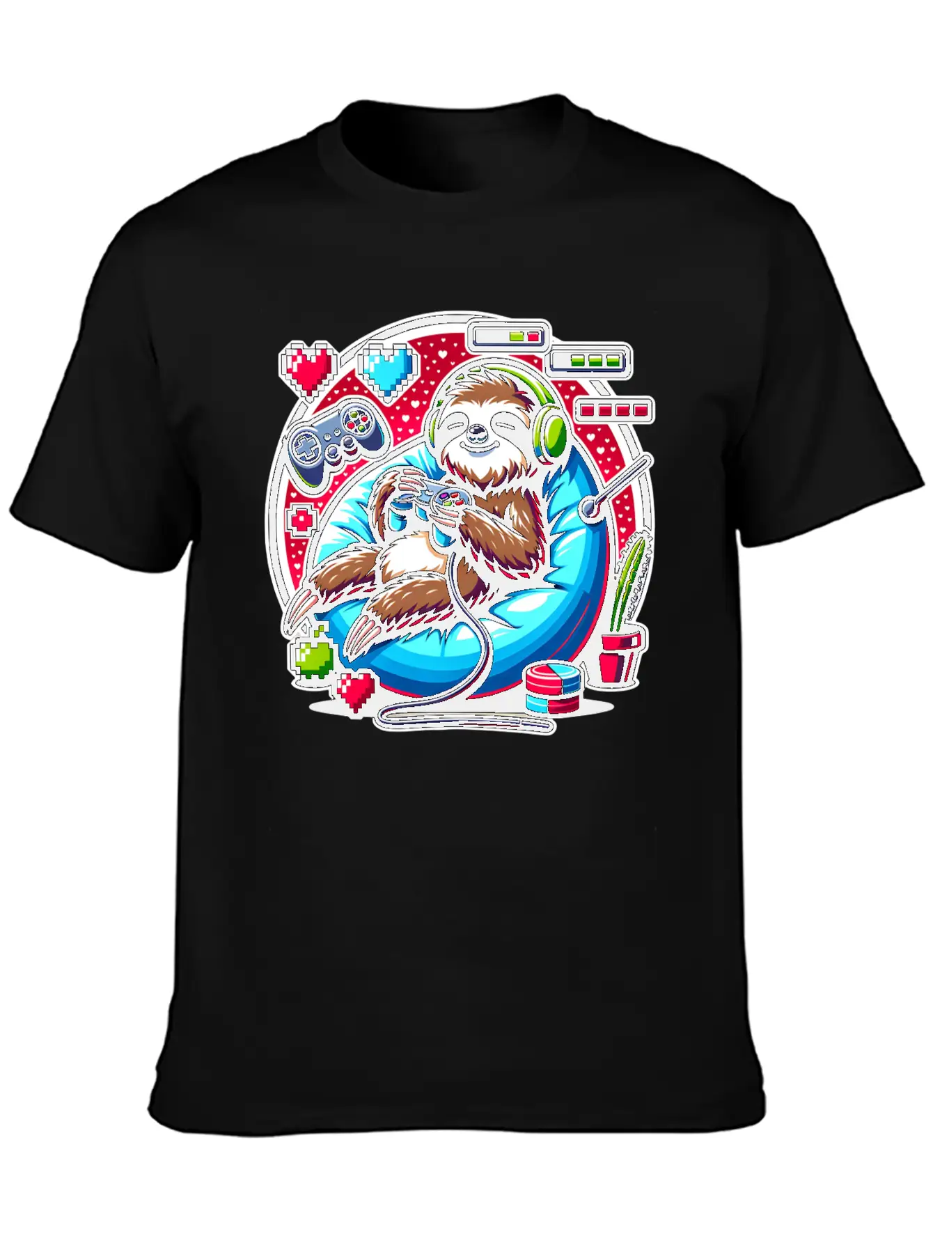 Ultimate Gaming Sloth Relaxation Basic Graphic T-Shirt – Daily Comfort In Soft Cotton