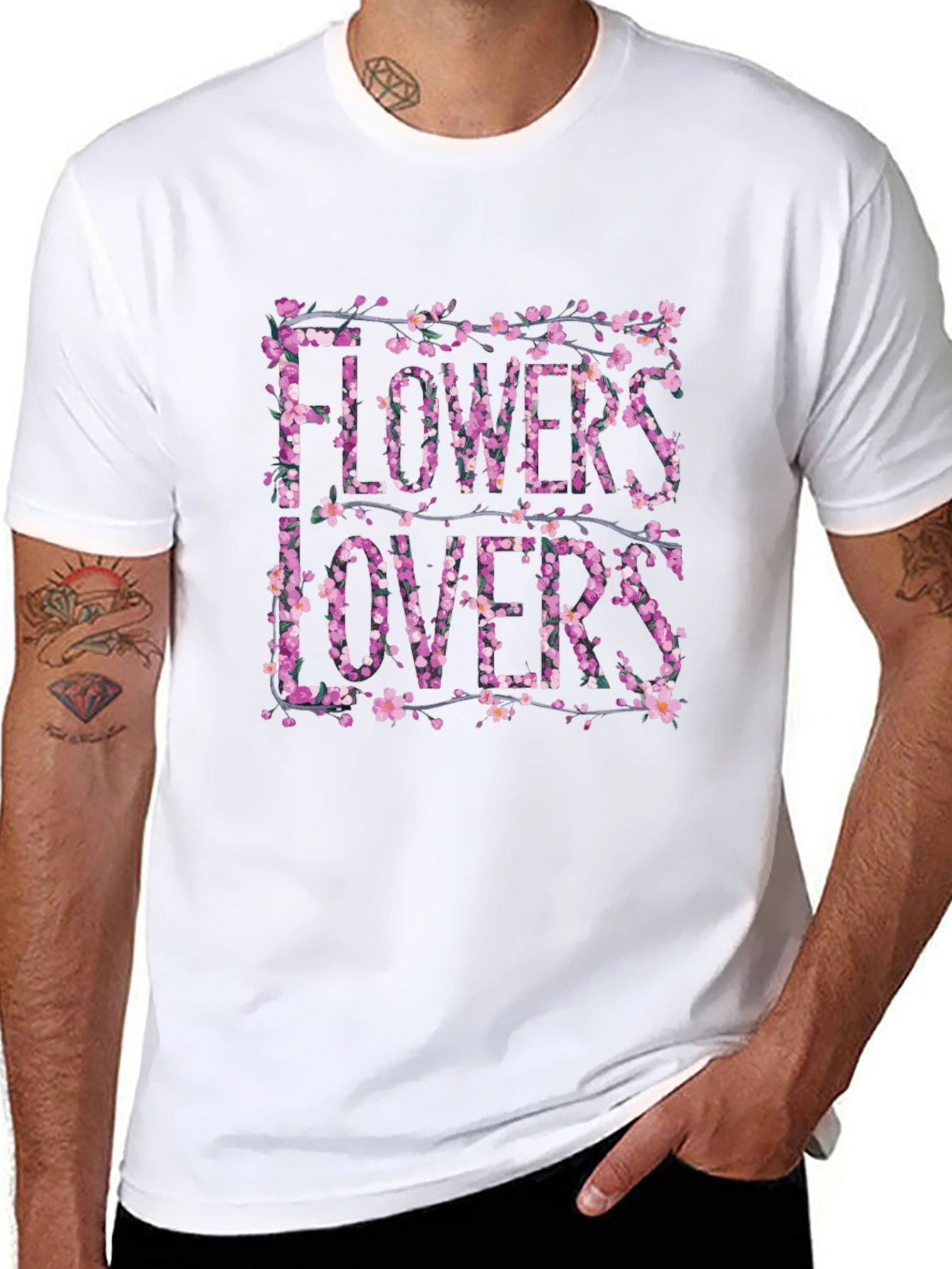 Floral Flowers Lovers Graphic Black T-Shirt