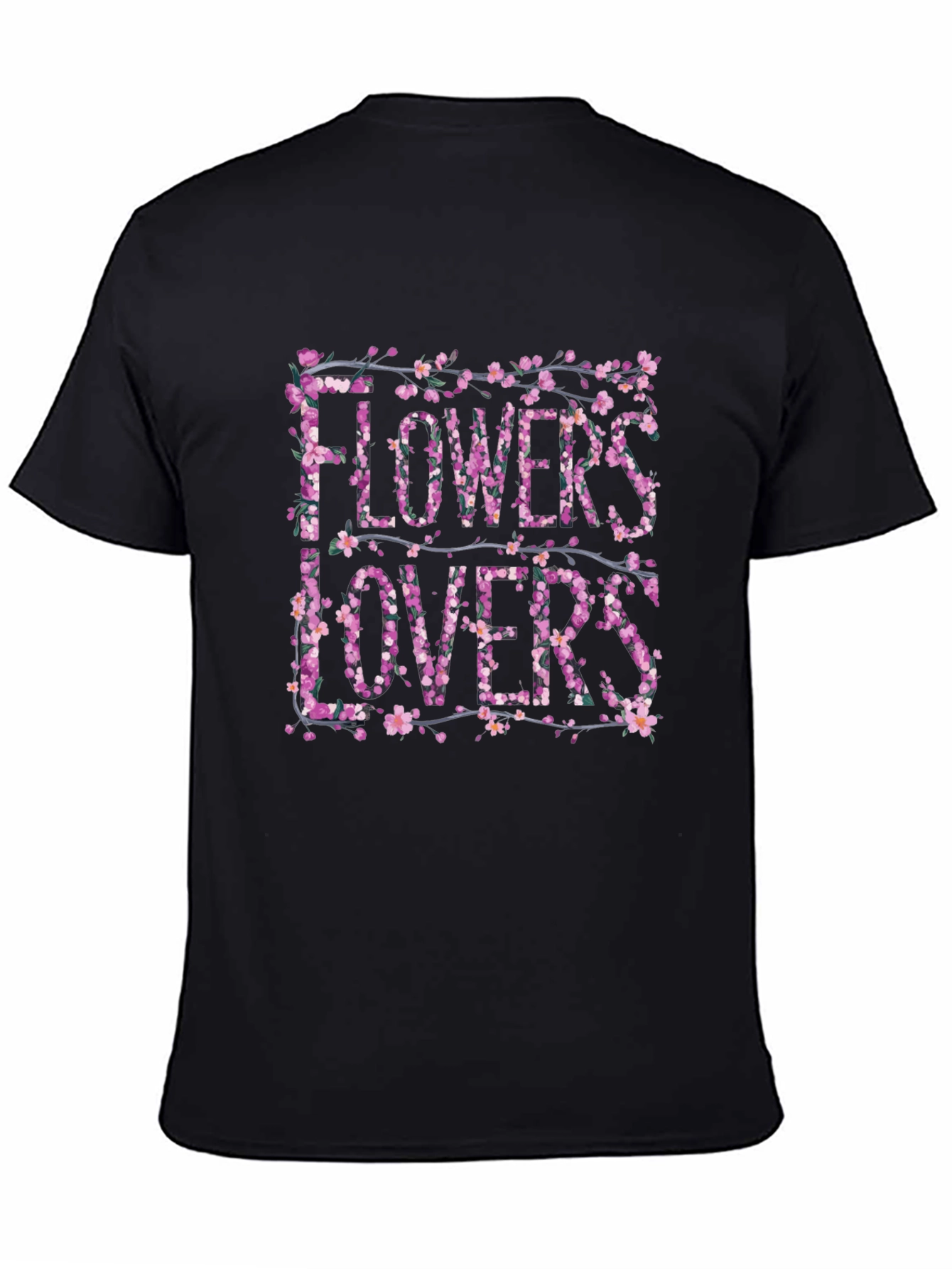 Floral Flowers Lovers Graphic Black T-Shirt
