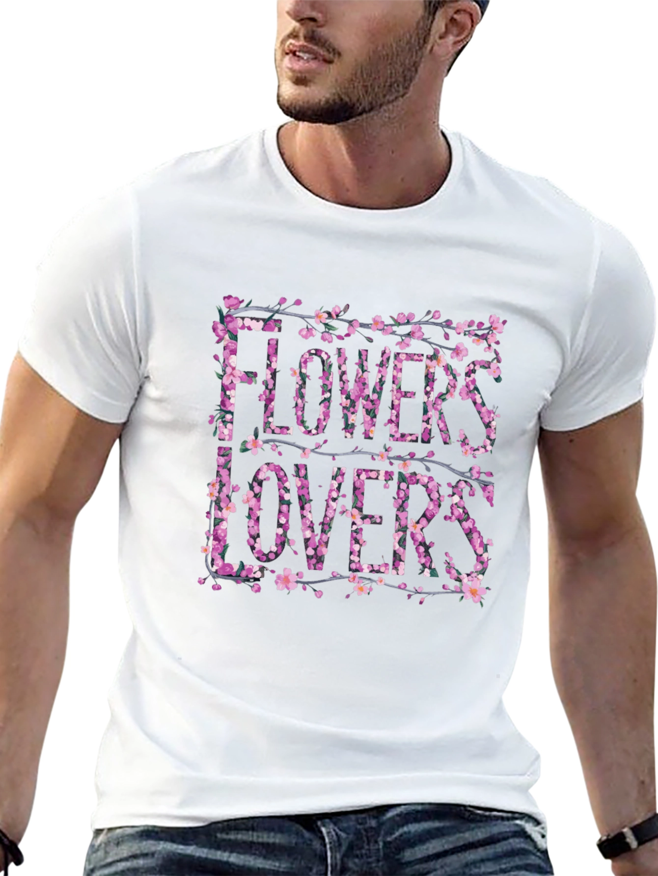Floral Flowers Lovers Graphic Black T-Shirt