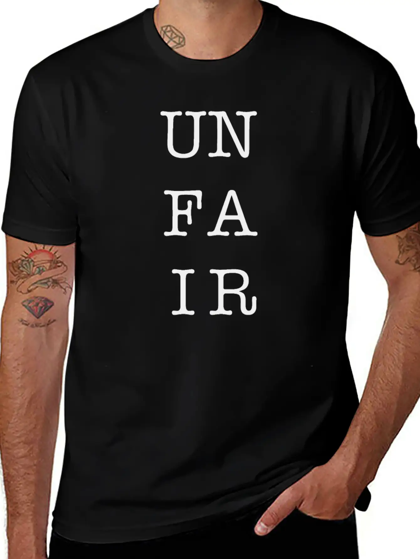 UNFAIR Character Square Unisex Short Sleeve Soft Cotton T-Shirt – Casual Everyday Wear