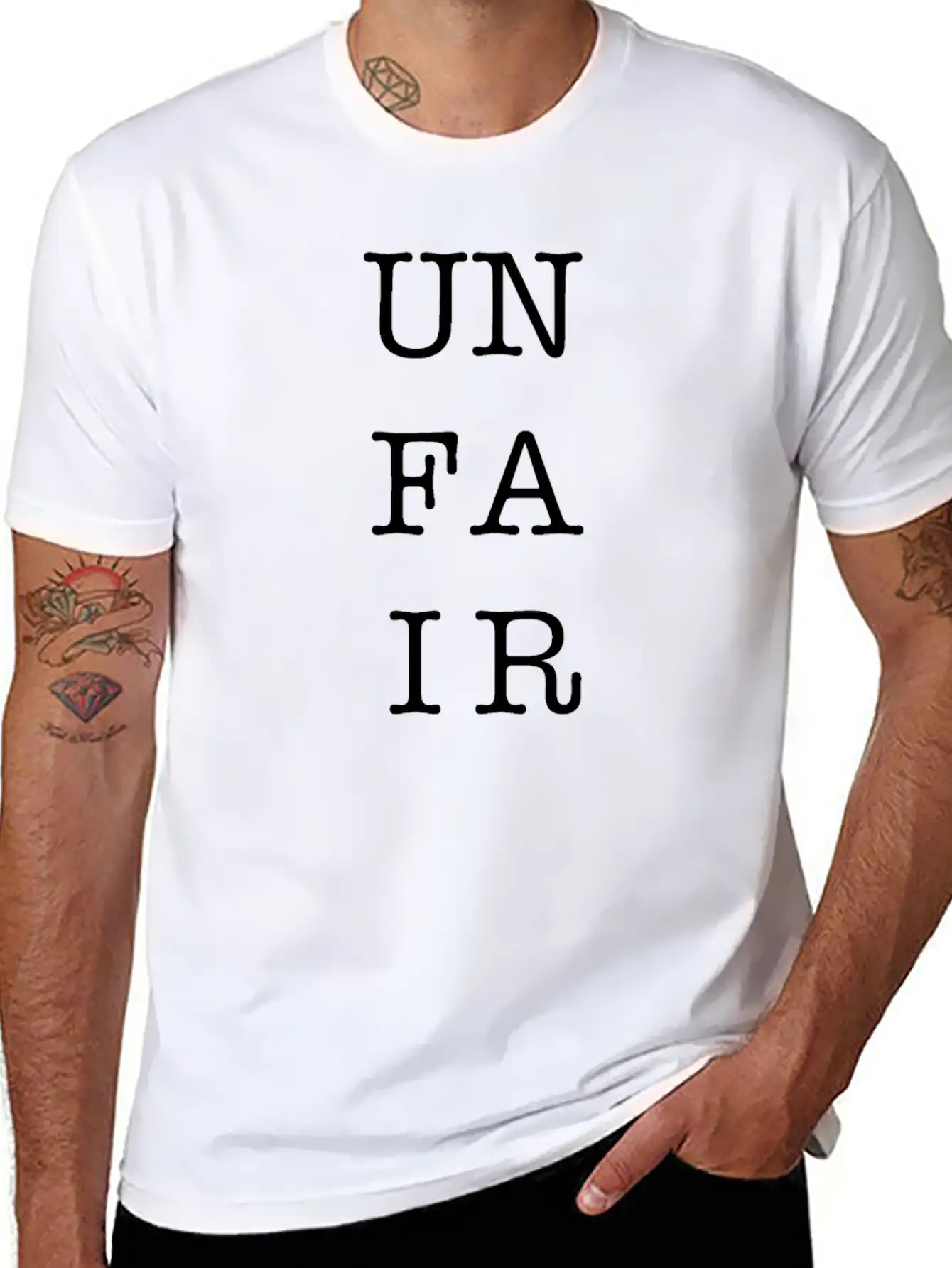 UNFAIR Character Square Unisex Short Sleeve Soft Cotton T-Shirt – Casual Everyday Wear