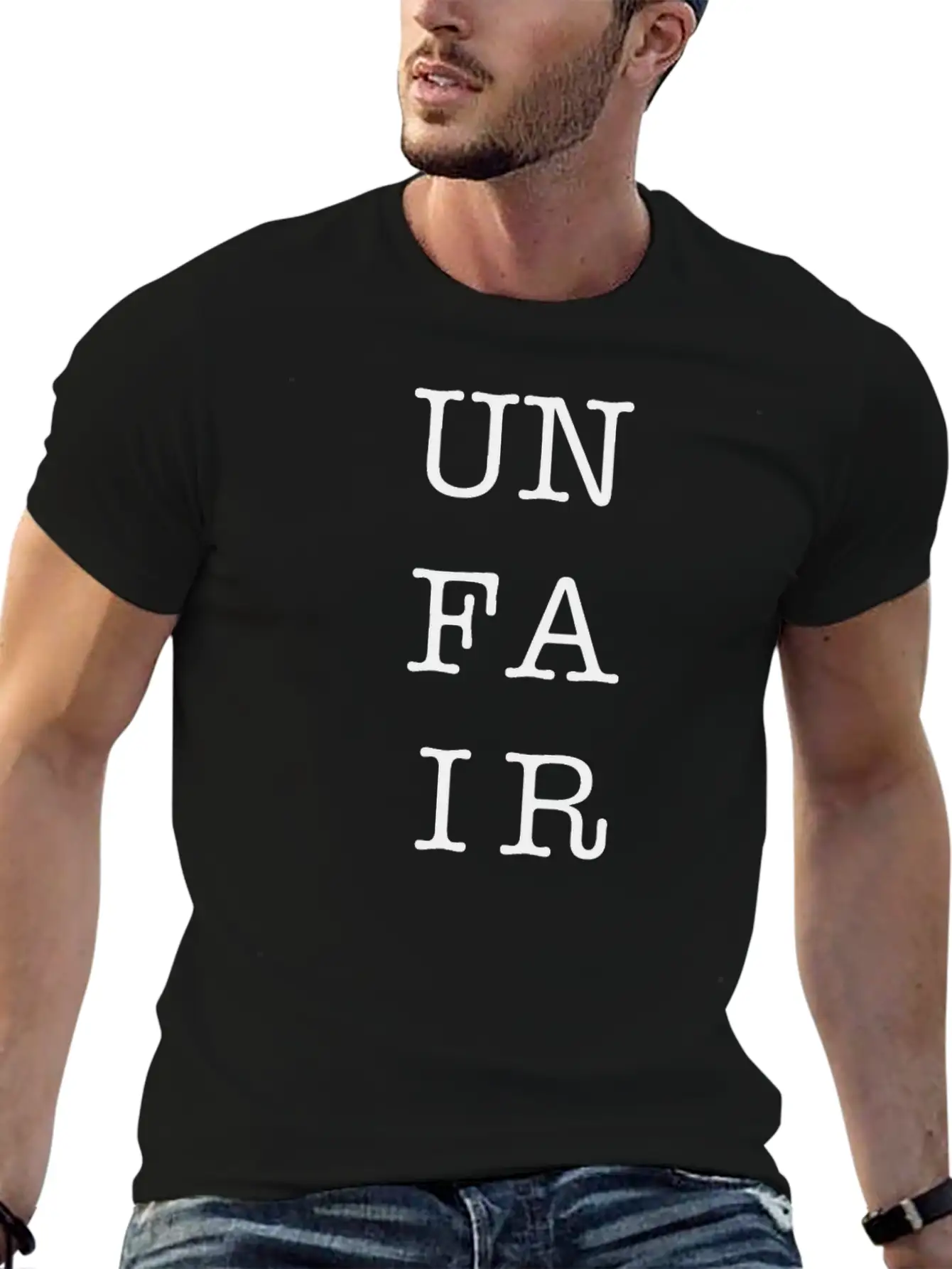 UNFAIR Character Square Unisex Short Sleeve Soft Cotton T-Shirt – Casual Everyday Wear